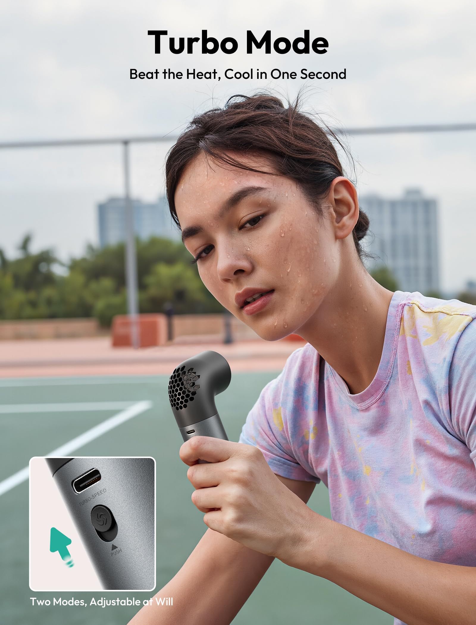 Aecooly Ventilatore portatile portatile, potente mini ventilatore turbo, Aero Pro ad alta velocità 19000 giri/min, tempo di raffreddamento massimo 15 ore, custodia in alluminio a 6 velocità, tascabile