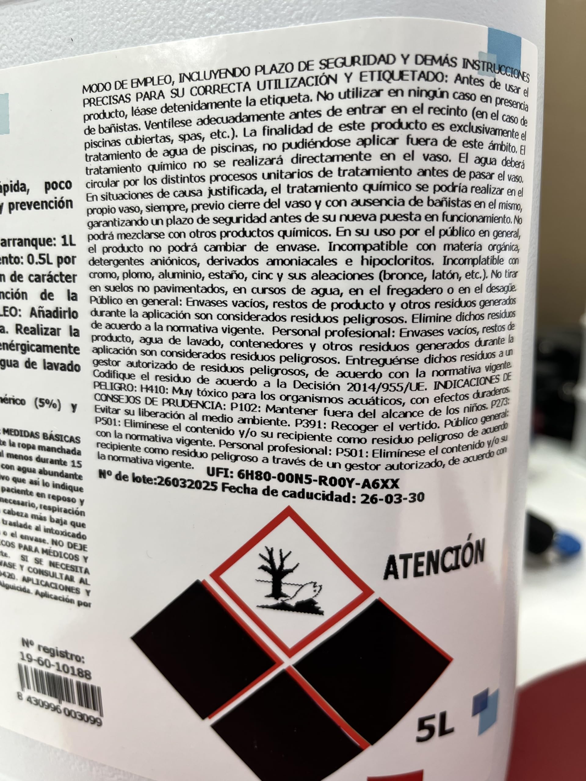 NC Algicida Concentrado de Acción Rápida – No Espumante. Formato 5 litros