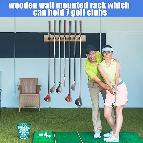 Miniatura 6 de Barydat Soporte de madera para palos de golf, 2 unidades, 7 soportes para palos de golf, soporte de pared, organizador de palos de golf, soporte de