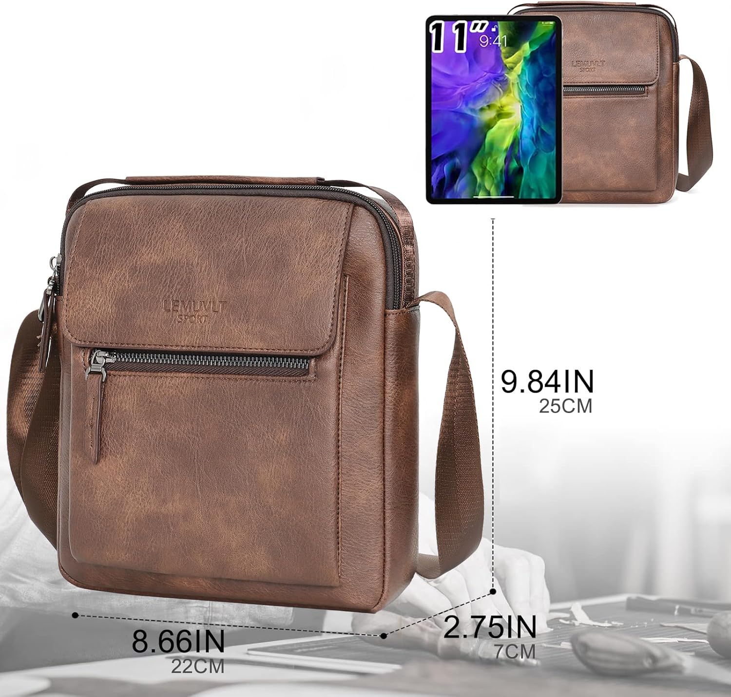 Medium & Small Crossbody bag for men shoulder bag mens purse satchel leather messenger bag gift