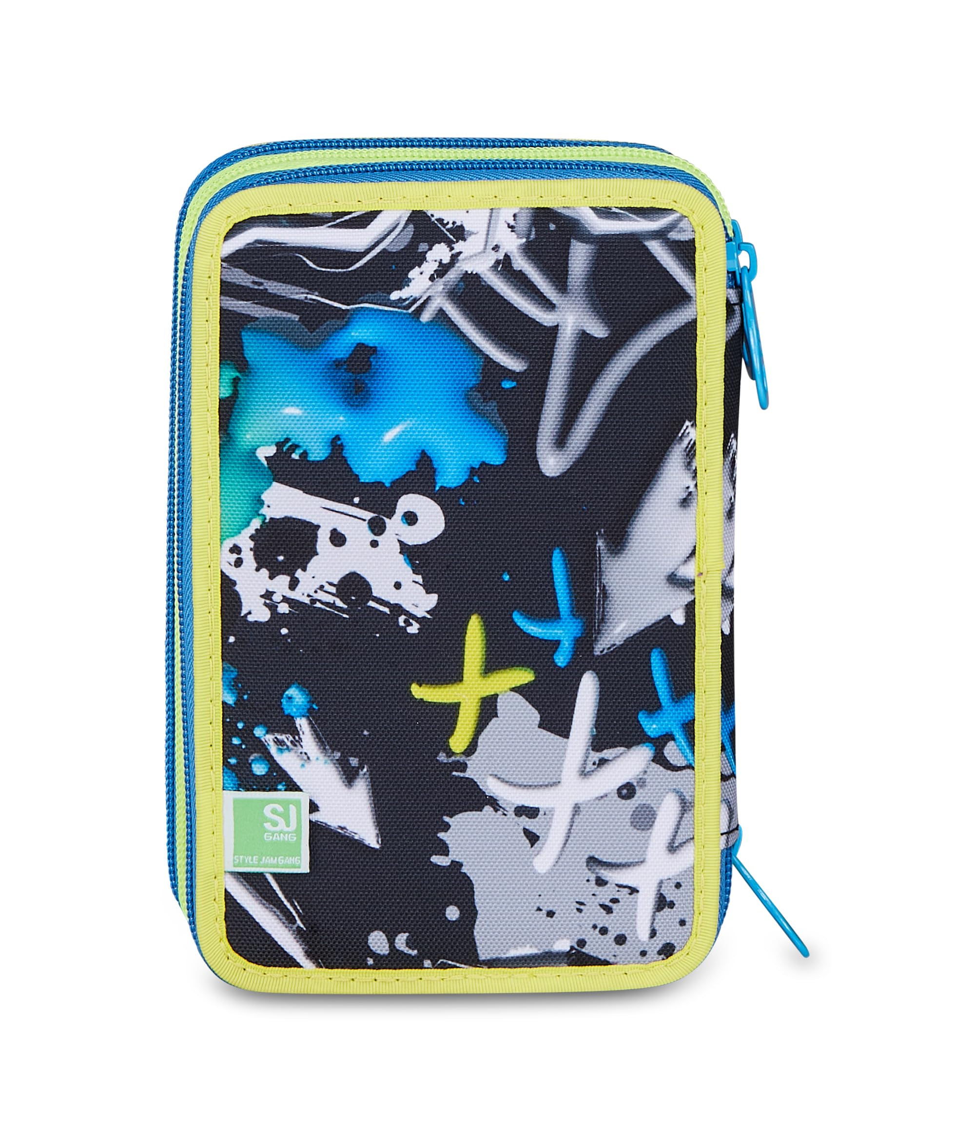 SJ GANG STYLE JAM GANG Astuccio Scuola 3 Zip GLACE PANTHER BOY, Grigio, Triplo Scomparto, 45 pezzi, Set cancelleria incluso, Pratica chiusura con zip, Scuola elementare, Bambino