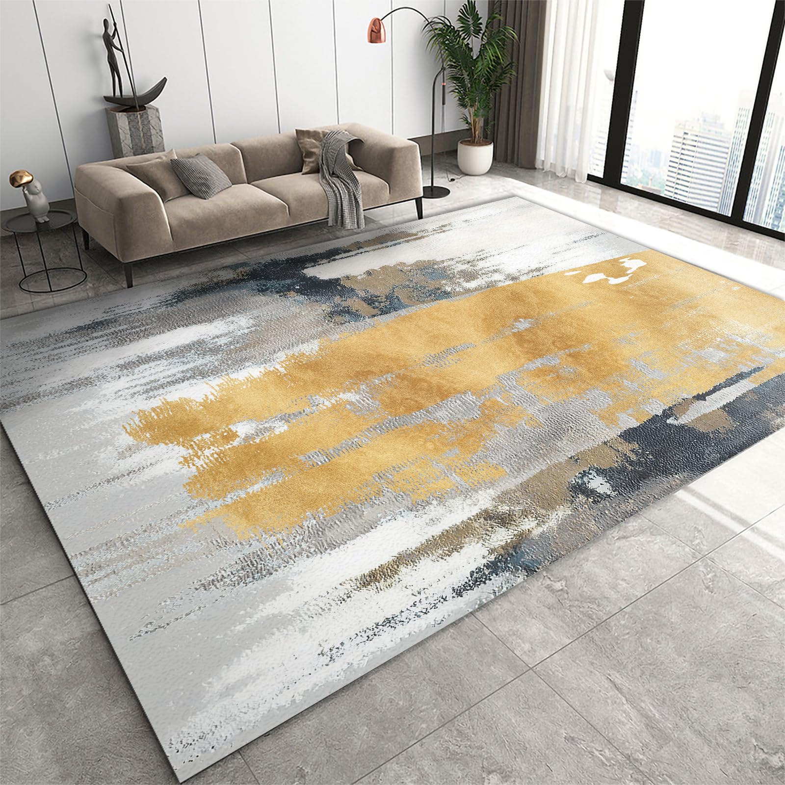 QDJKBL Area Rugs 80 x 220 cm Luxury Abstract Oil Painting Graffiti, Modern Luxury Gradient Marble Large Area Rug, Farmhouse Rug Fast Drying Machine Washable for Bedroom Area Home Decor — image 1