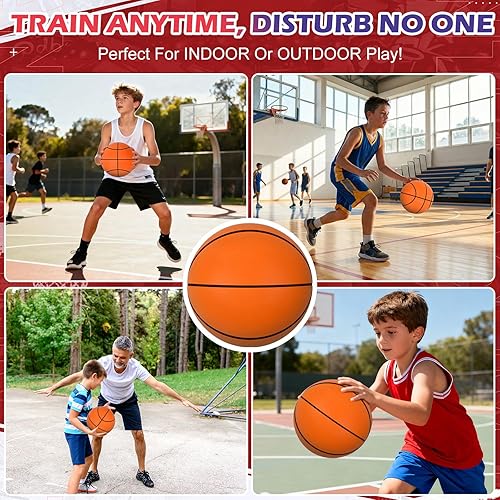 Miniatura 8 de Baloncesto silencioso tamaño 3/5 (22 pulgadas/27.5 pulgadas), pelota de entrenamiento ultra silenciosa sin ruido, diseño de rebote suave, no enviado