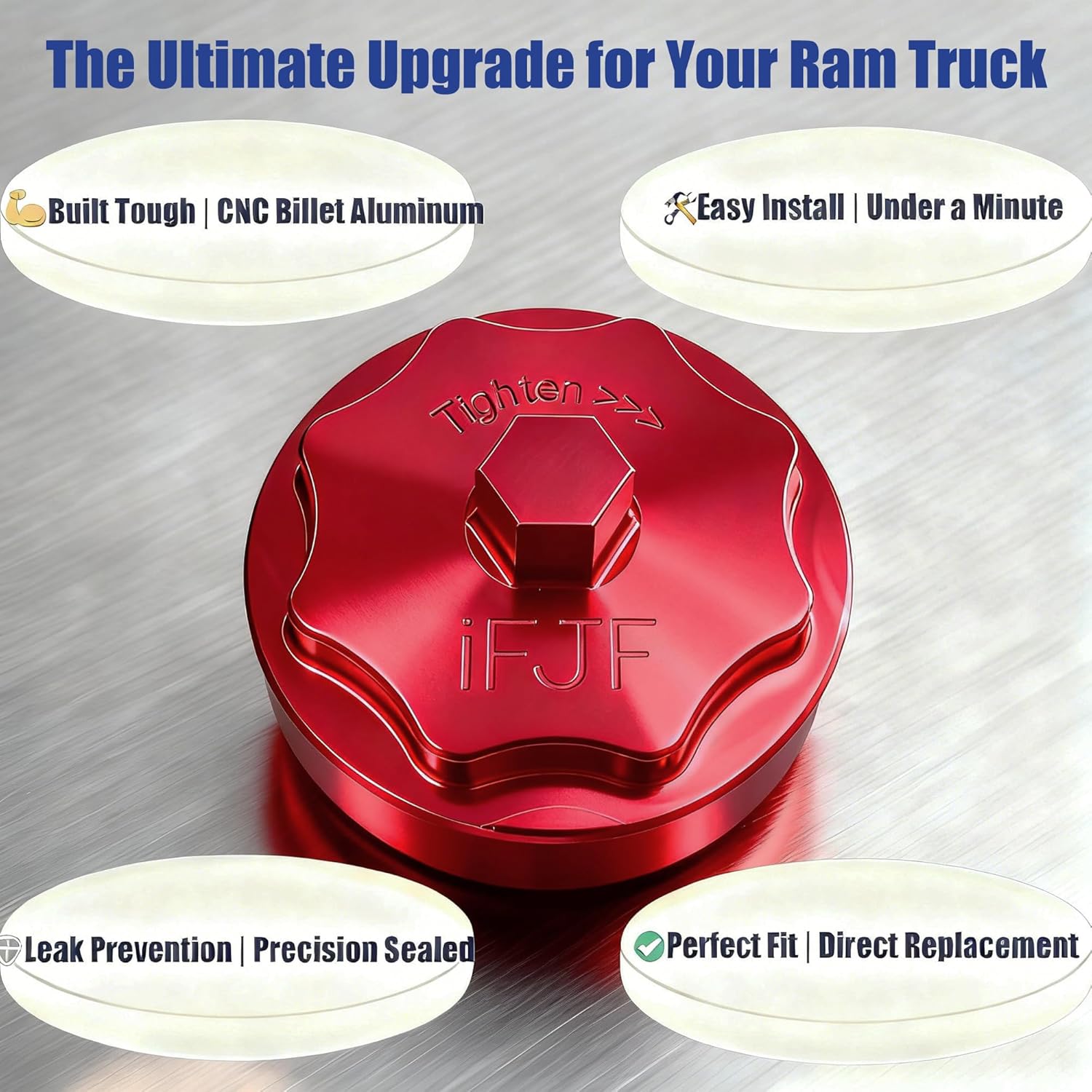 iFJF 68065612AA Fuel Filter Housing Cover Cap Replacement for 2011-2024 Ram 6.7L 2500 3500 4500 5500 2010 DODGE RAM 2500 3500 PICKUP DODGE RAM 4000-5000 Cummins Diesel Engine Billet Aluminum (Red)