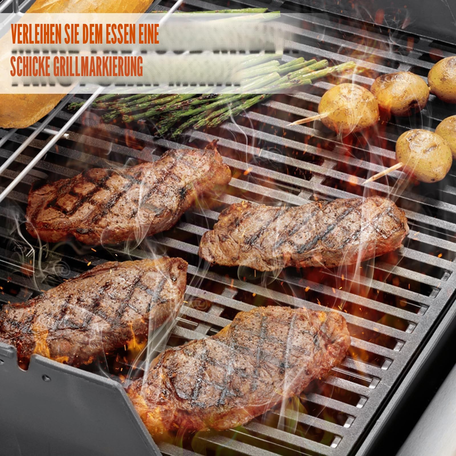 GFTIME 49,5 x 32,5cm 7524 Grillrost Gusseisen für Weber Genesis E-310/320/330, S-310/320/330, EP-310/320/330, CEP-310/320/330 (2007-2016), Grillrost für Enders Monroe 3 Gasgrill, 7528, 2 Stücke