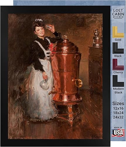 Miniatura 10 de Lost Cabin Study for a Group of Artists by Jules Alexandre Grun  Print in Black Flat Frame  Fine Artwork Painting Reproduction  Framed Wall Art