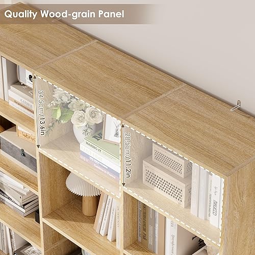 Miniatura 7 de FACBOTALL Estantería triple ancha, estantería grande de 6 niveles, estantería con 17 estantes abiertos, estanterías de 74 pulgadas de alto y