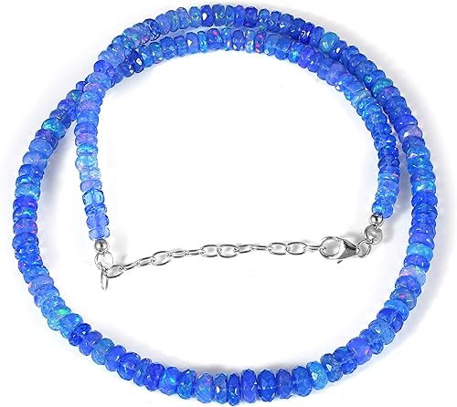 Miniatura 5 de Vatslacreations Collar de ópalo azul AAA, collar de ópalo de fuego etíope, collar de ópalo azul fuego múltiple, collar de ópalo de 18 pulgadas,