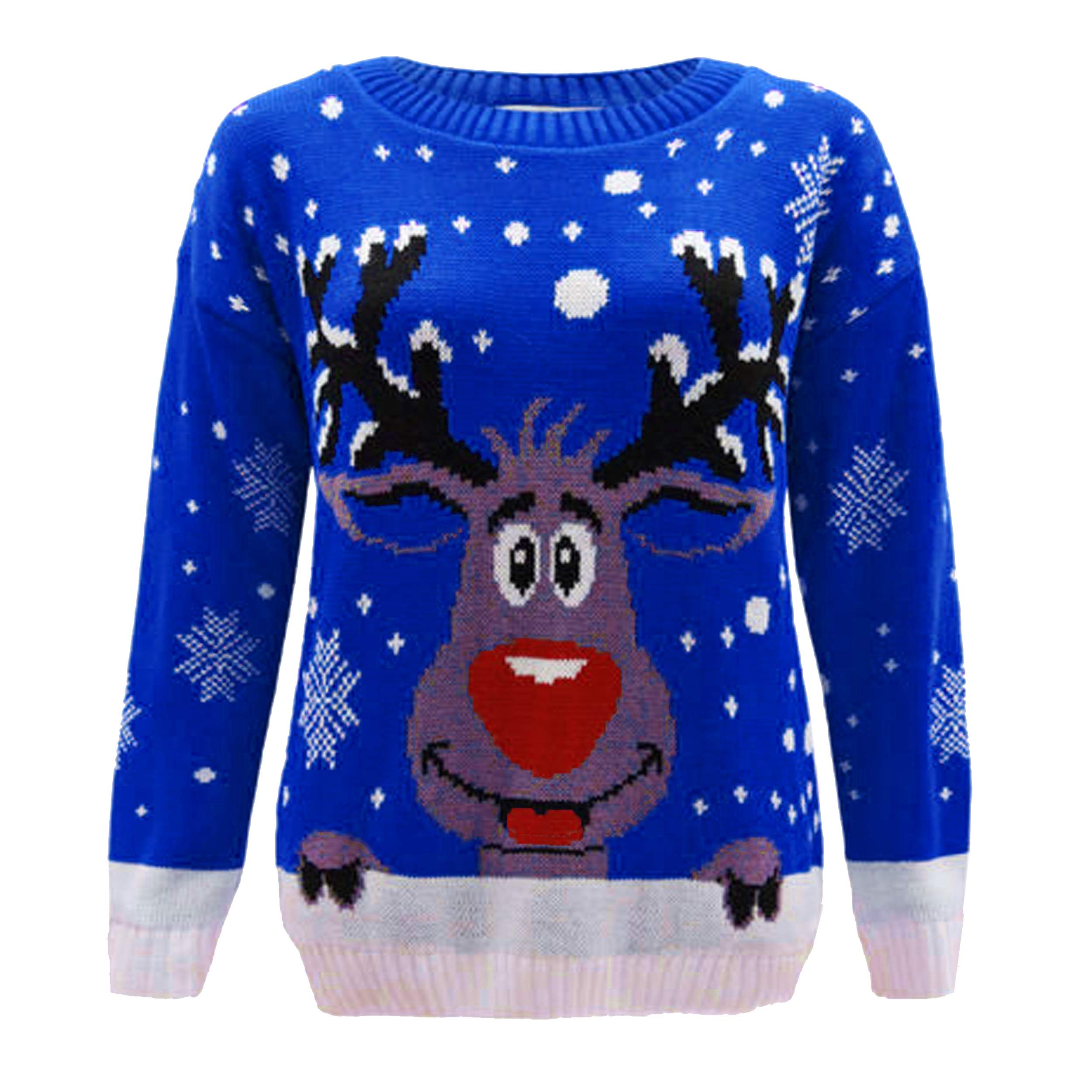 Generation Fashion Christmas Jumpers Ladies Knitwear Reindeer Pullover Sweatshirts Xmas Gifts Winter Sweater (Royal Blue, L)