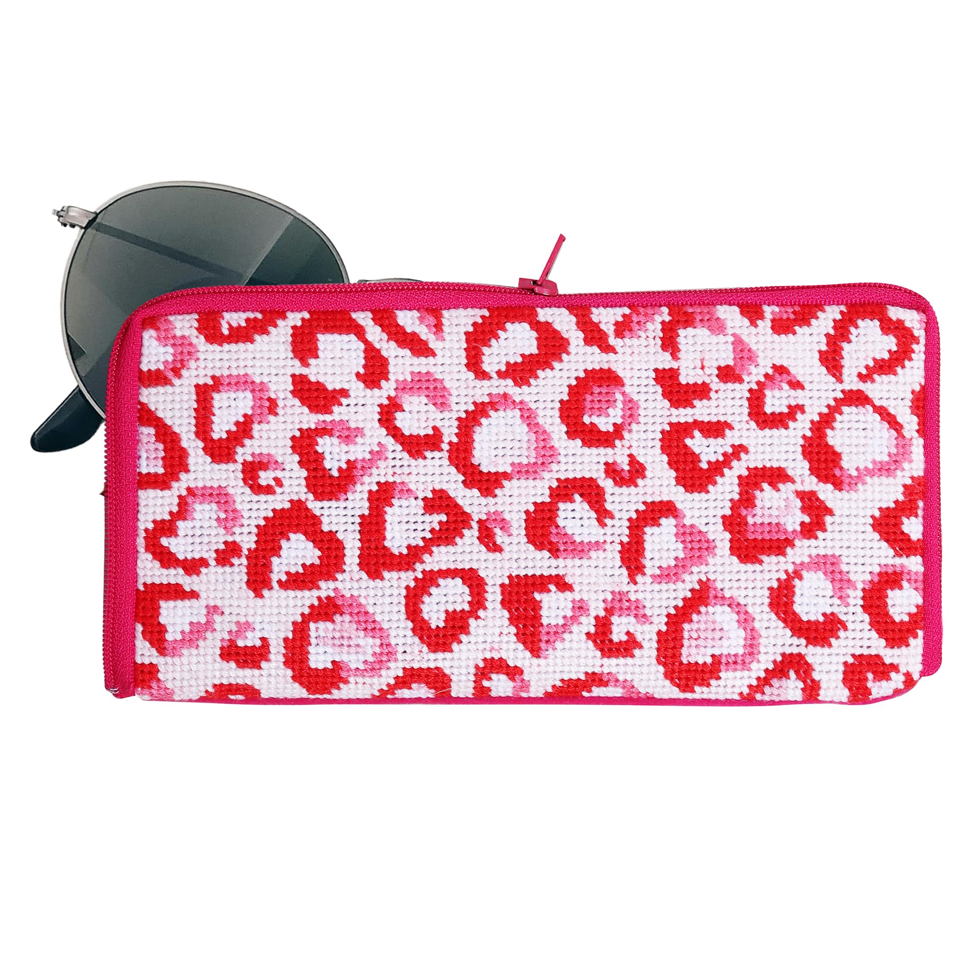 Trimits Half Stitch Tapestry Kit, Printed Canvas, Threads, Needle & Instructions, Glasses Case, Love Leopard