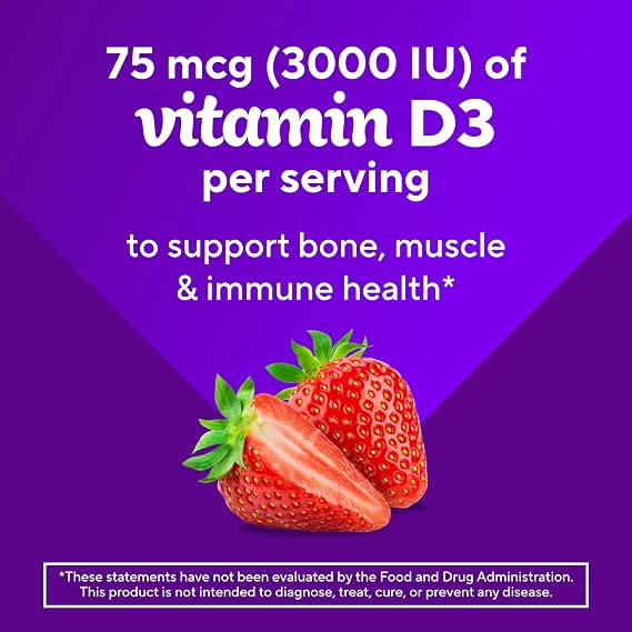 Vitafusion Vitamin D3 Gummies | 3000 IU (75 mcg) Per 2 Gummies