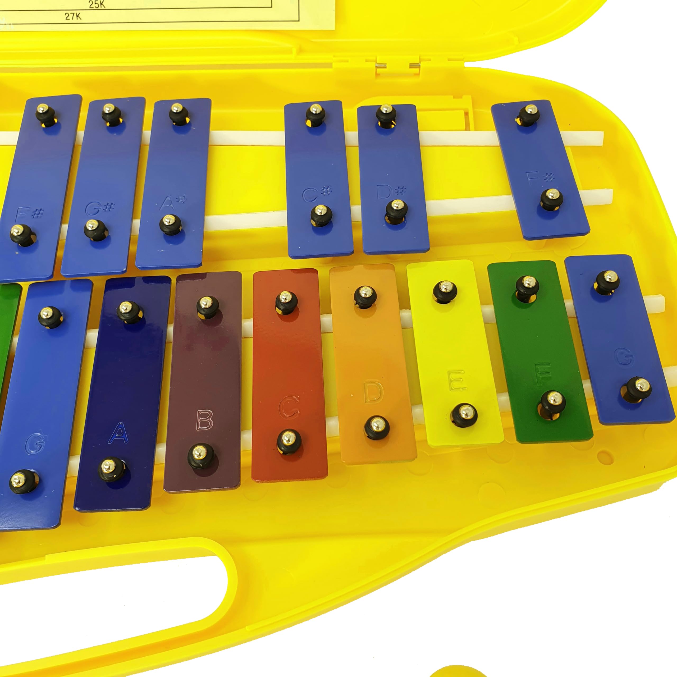 ROCKSTAR - Xilofono Carrillón Metalófono Glockenspiel DX25K Cromático, 25 Teclas Colores con Estuche y Mazas. Instrumento Musical