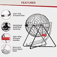 Vista 3 de MR CHIPS Juego de bingo profesional de 11 pulgadas de alto con jaula de acero, bolas eternas de 7/8 pulgadas, tablero maestro para bolas