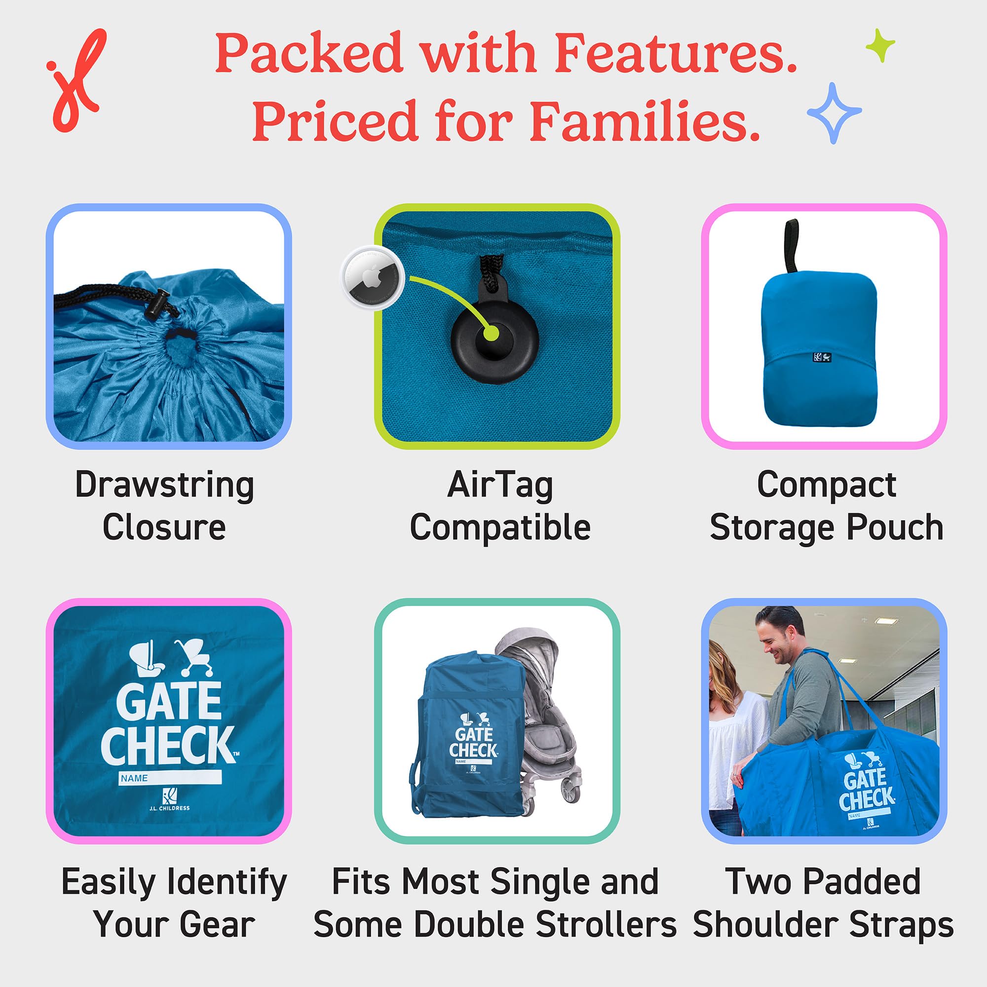 JL Childress Deluxe Gate Check Tasche für Autositze und Kinderwagen