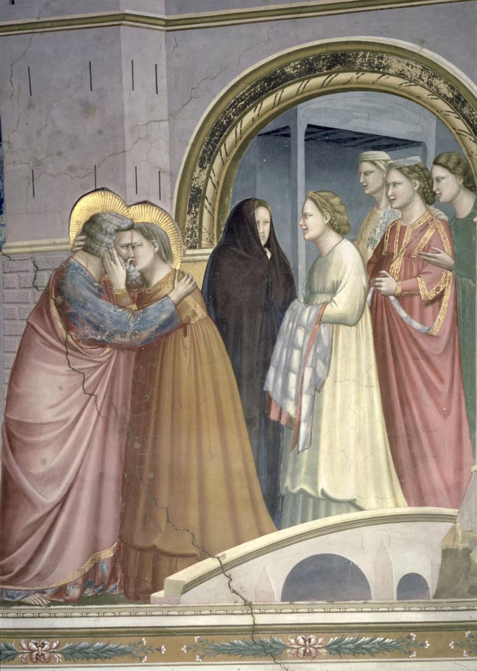 Serendipitp No Frame Abstract Painting Mural Print Picture Wall Decor Painting The Meeting At The Golden Gate Detail Of Joachim And St Anne Embracing By Giotto Di Bondone For Home Decor 60X90cm
