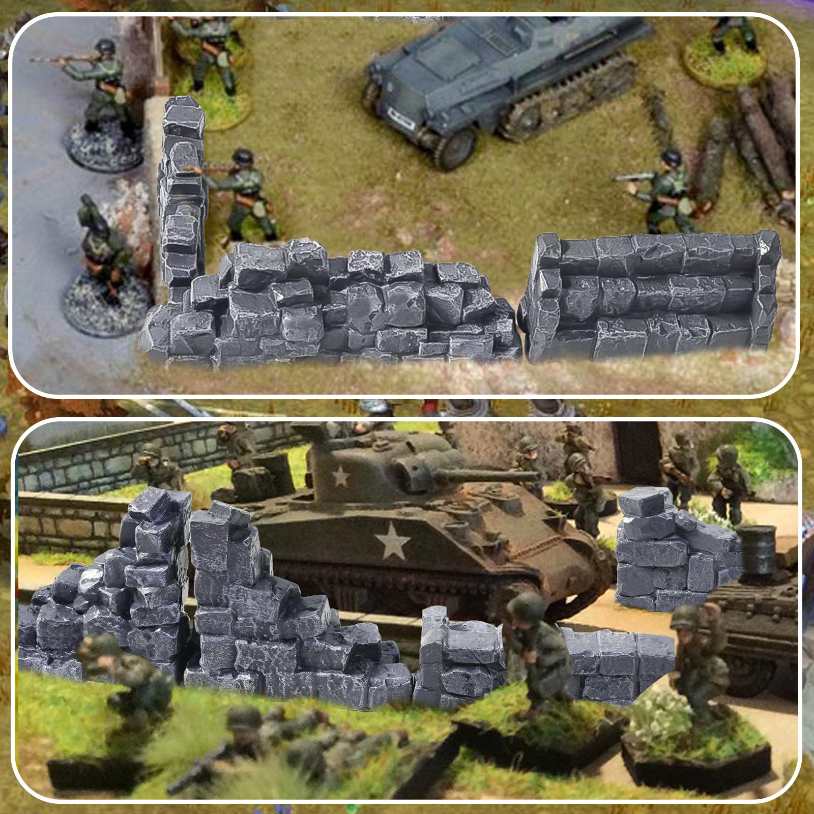 Warmtree Stone Wall Ruins for Terrain Sets, Miniature Terrain Building Tabletop Accessories, Diorama Supplies Train Landscape Railroad Scenery Military Layout Model War Gaming Terrain - Image 7