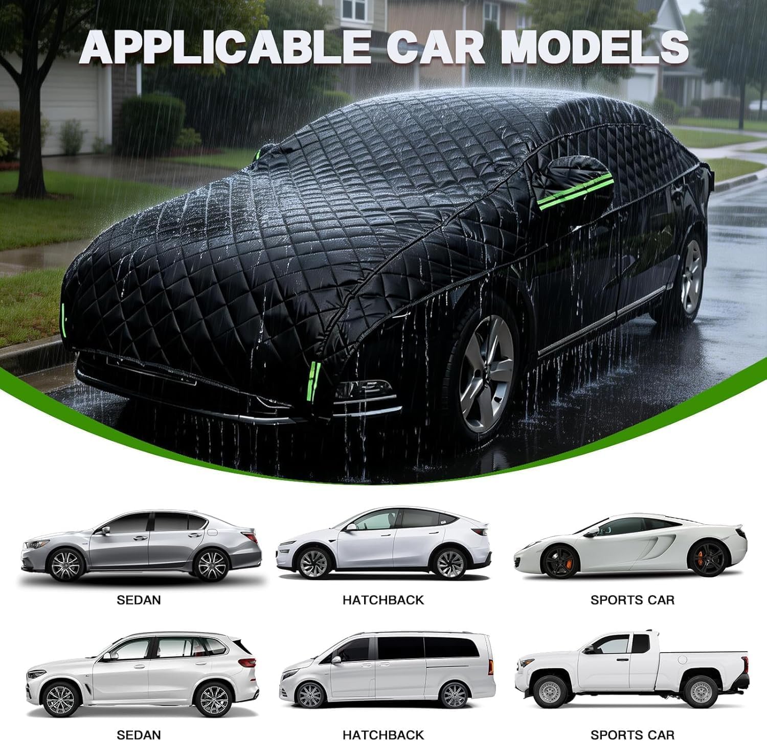 Telo Auto Antigrandine per Opel Karl Rocks 2018-2019,Telo Copriauto Antigrandine,Impermeabile Anti-UV Protezione da Pioggia e Neve Protezione Invernale,con Zip Laterale ch02y