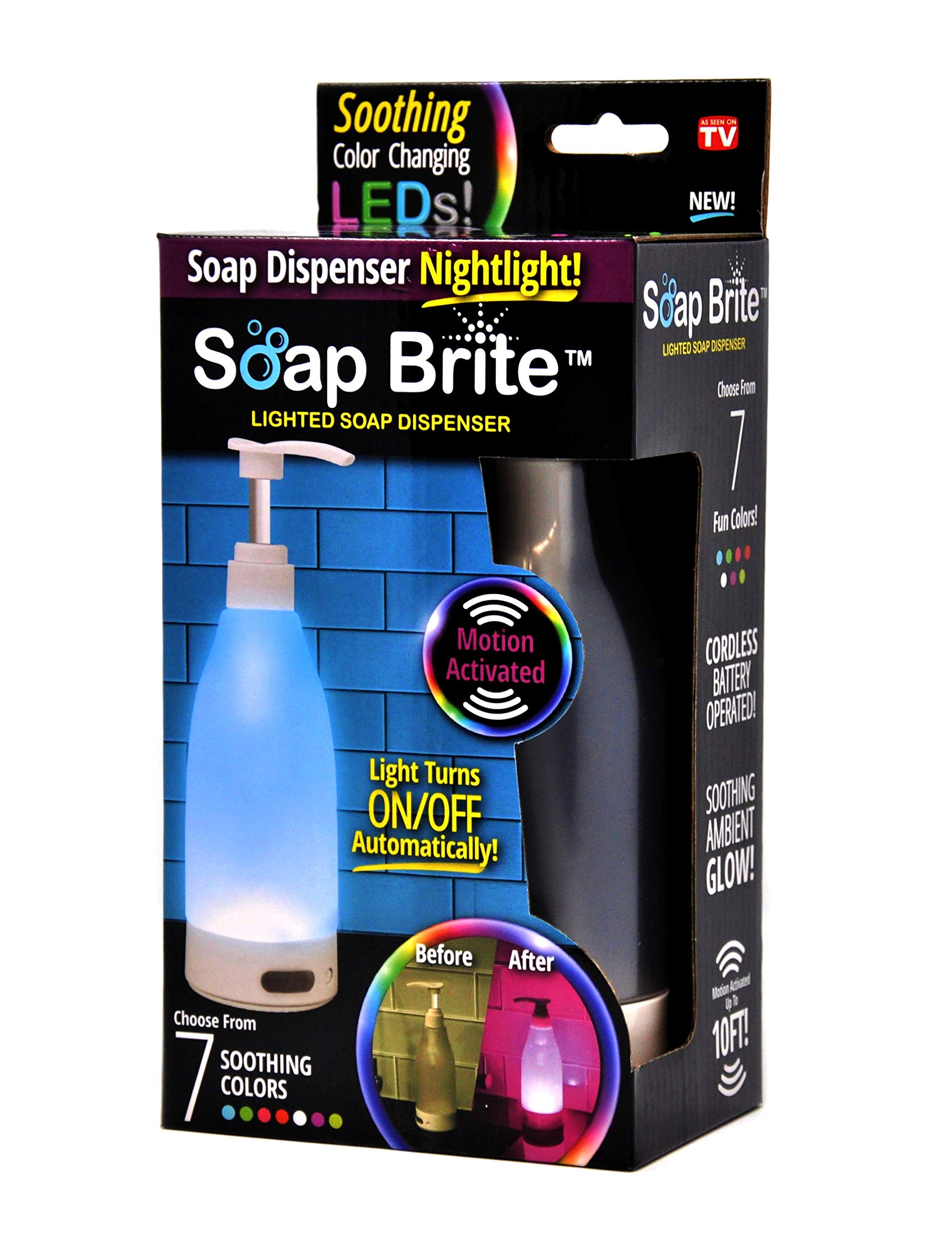 Soap Brite Soap Brite SOAP-MC6 LED Lighted Dispenser-12.8 Ounces-7 Soothing Color Options, Multi
