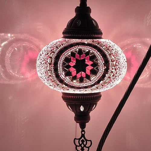 Turkish Lamp Mosaic Table Lamps  Turkish Moroccan Lamp with Bronze Base  Handmade Swan Neck Tiffany Night Lamp  Mosaic Glass Bedside Night Lamp with