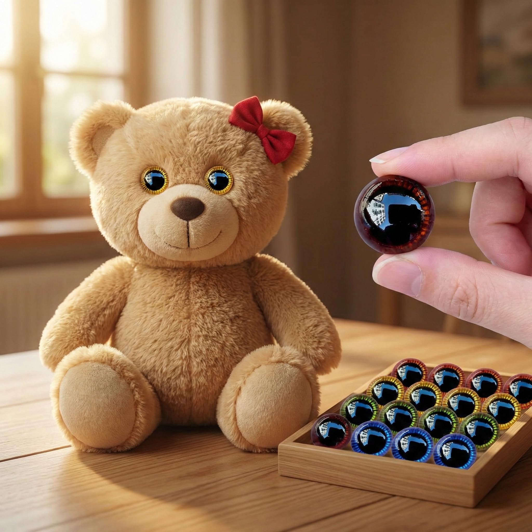 Occhi di Sicurezza per Bambole 30 Pezzi 13mm in Plastica Glitter con Rondelle, Occhi Artigianali Tondi per Uncinetto, Peluche, Pupazzi Fai da Te, con Scatola Portaoggetti - 5