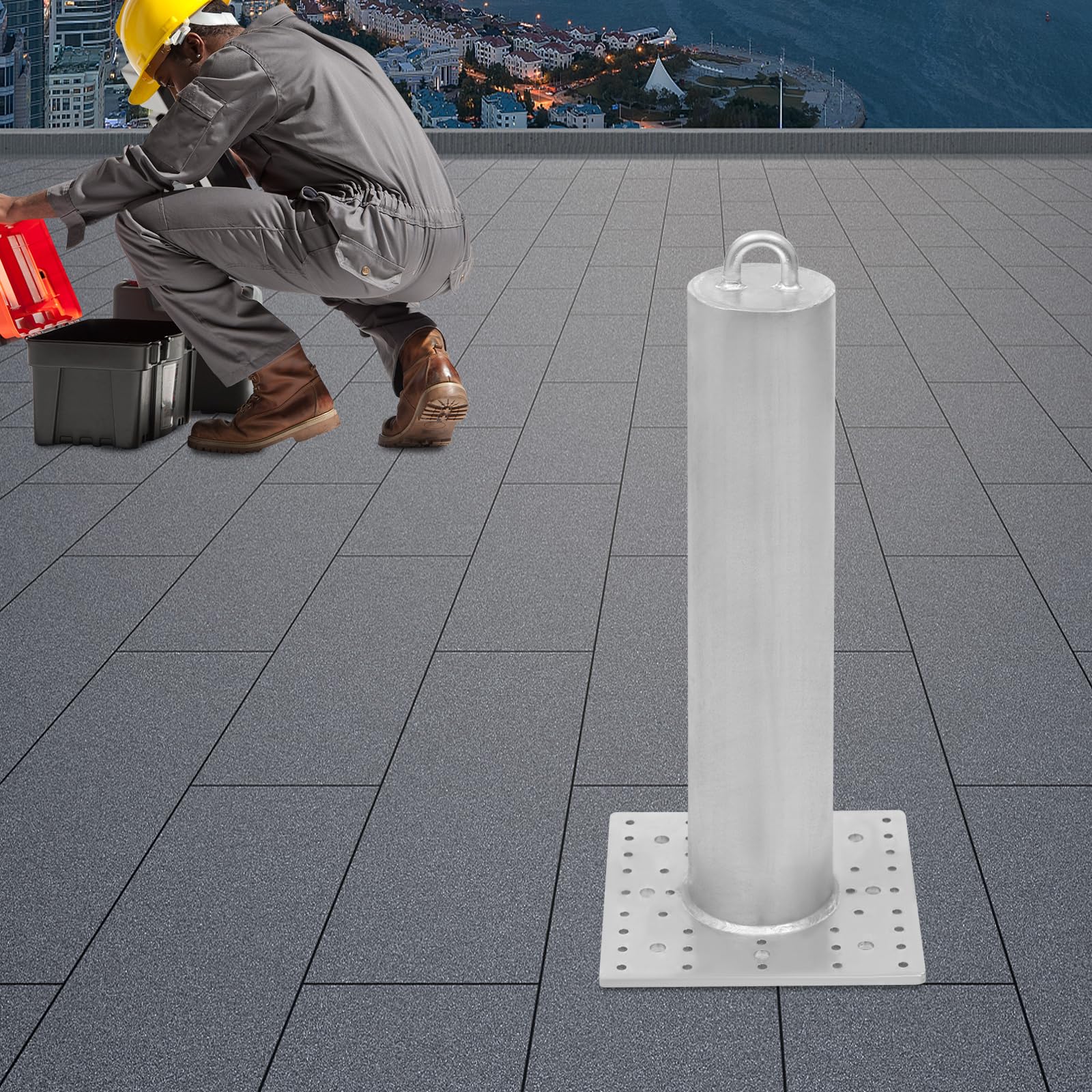 Cáncer de techo, comercial para protección contra caídas, 2268 kg de carga de rotura, punto de tope, galvanizado en caliente, gancho de seguridad para madera, hormigón y metal, anclaje de seguridad de
