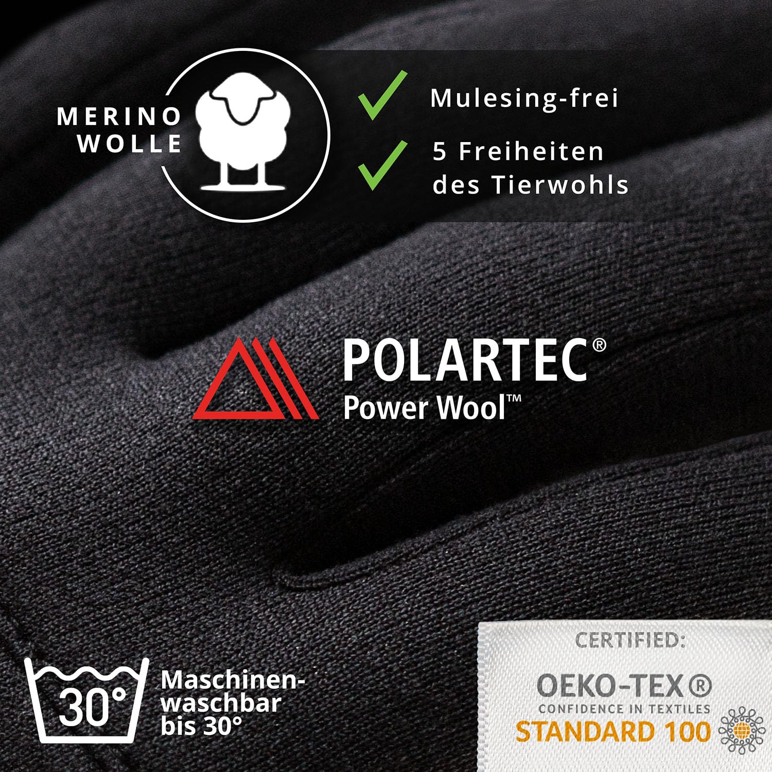 THE HEAT COMPANY - Merino Liner PRO - Unterziehhandschuhe - Premium Qualität Touchscreen Handschuhe Aus Merino Wolle - Sporthandschuhe Für Damen Und Herren, Schwarz
