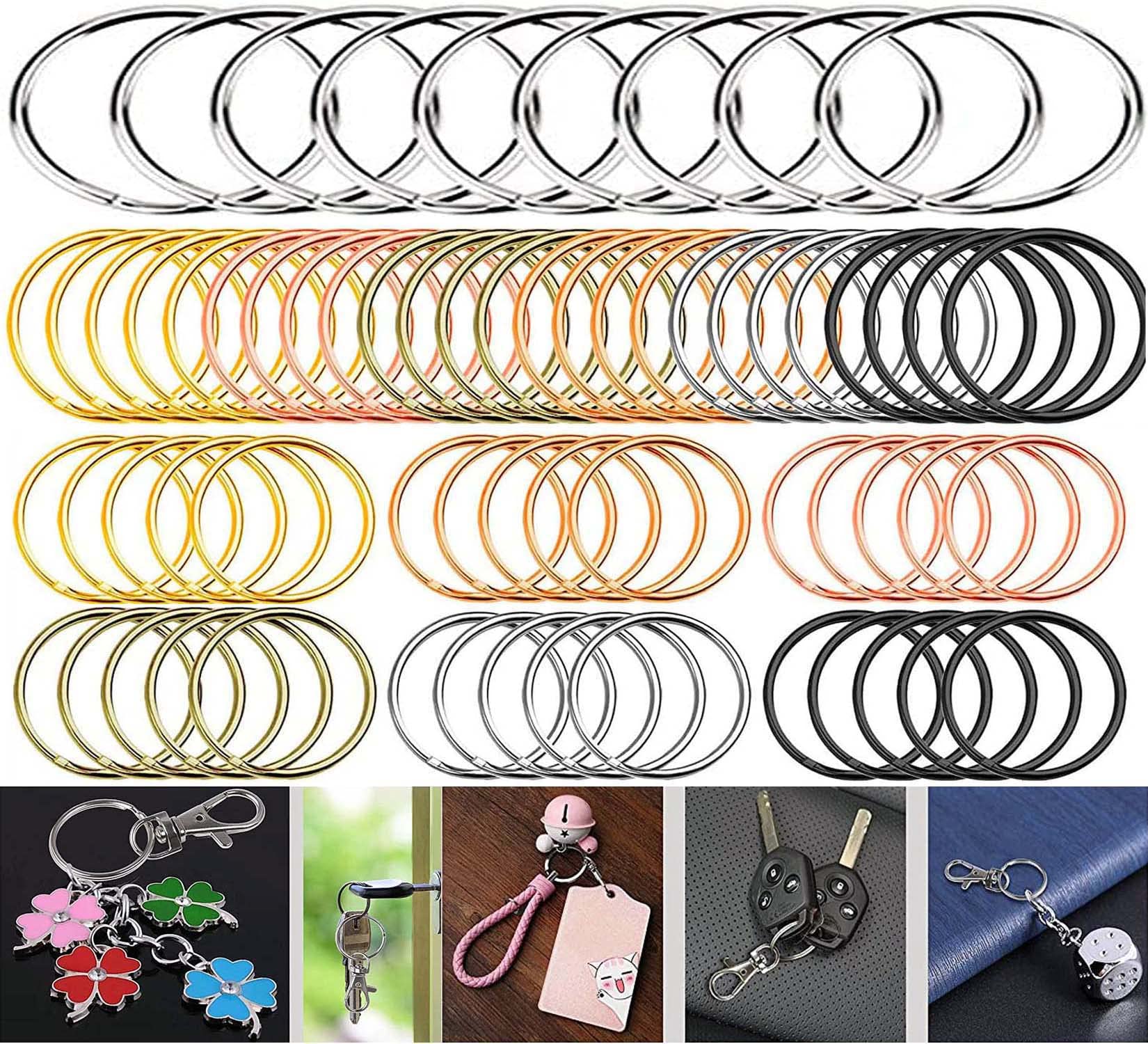DIY Crafts (5 Pcs, 35mm Chrome Silver) Nickel Key Rings, 25-35mm