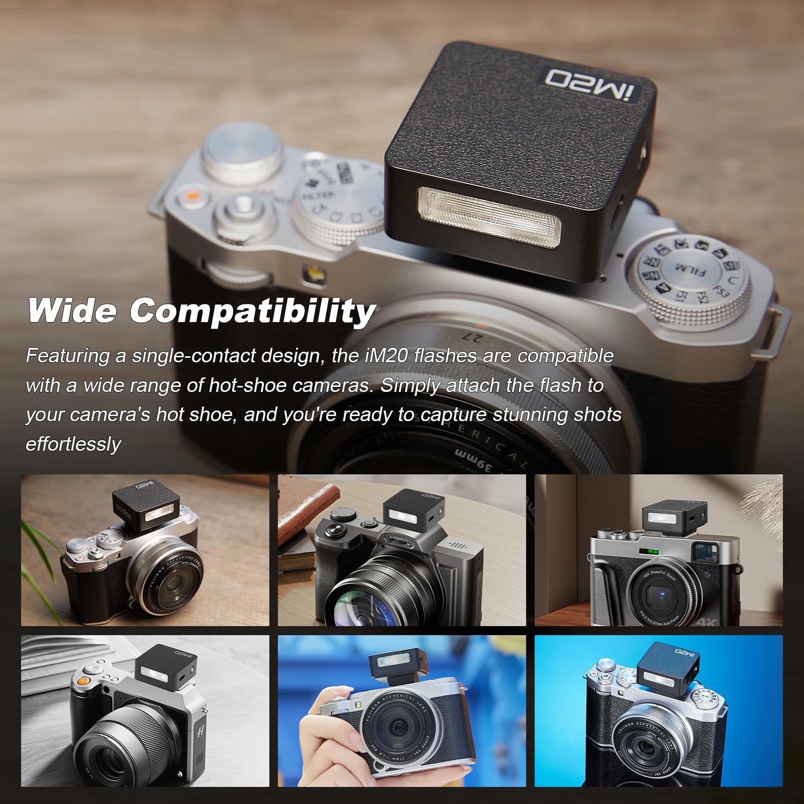 Godox iM20 Mini Flash Speedlite 470 mAh/Type-c Charge/440 Flash Pleine puissance/3s de Recyclage/5 Niveaux de Puissance/Manuel pour Sony zve10/Sony zv1/Sony a7iii/Ricoh gr3/Fujifilm f1 etc.