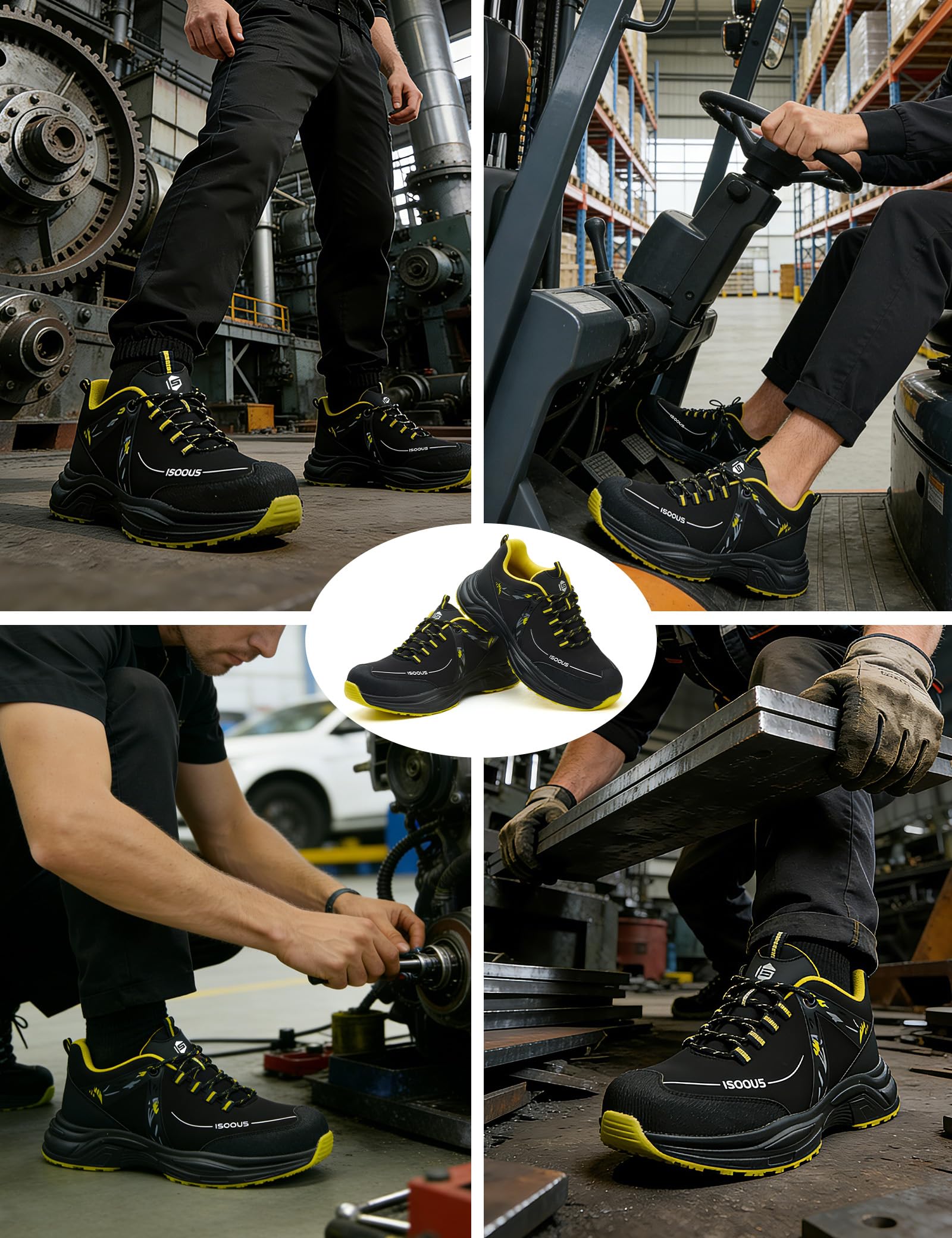 ISOOUS Scarpe Antinfortunistiche Uomo Scarpe da Lavoro Donna Leggere | Comode Scarpe da Sicurezza con Punta in Acciaio Antiscivolo Traspiranti Scarpe da Cantiere Sneaker Unisex