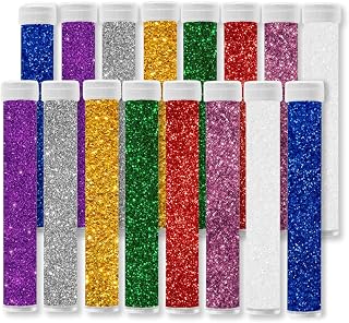 16 pcs Glitter Tubes in Assorted Colours – Fine Sparkly Glitter Set fo...