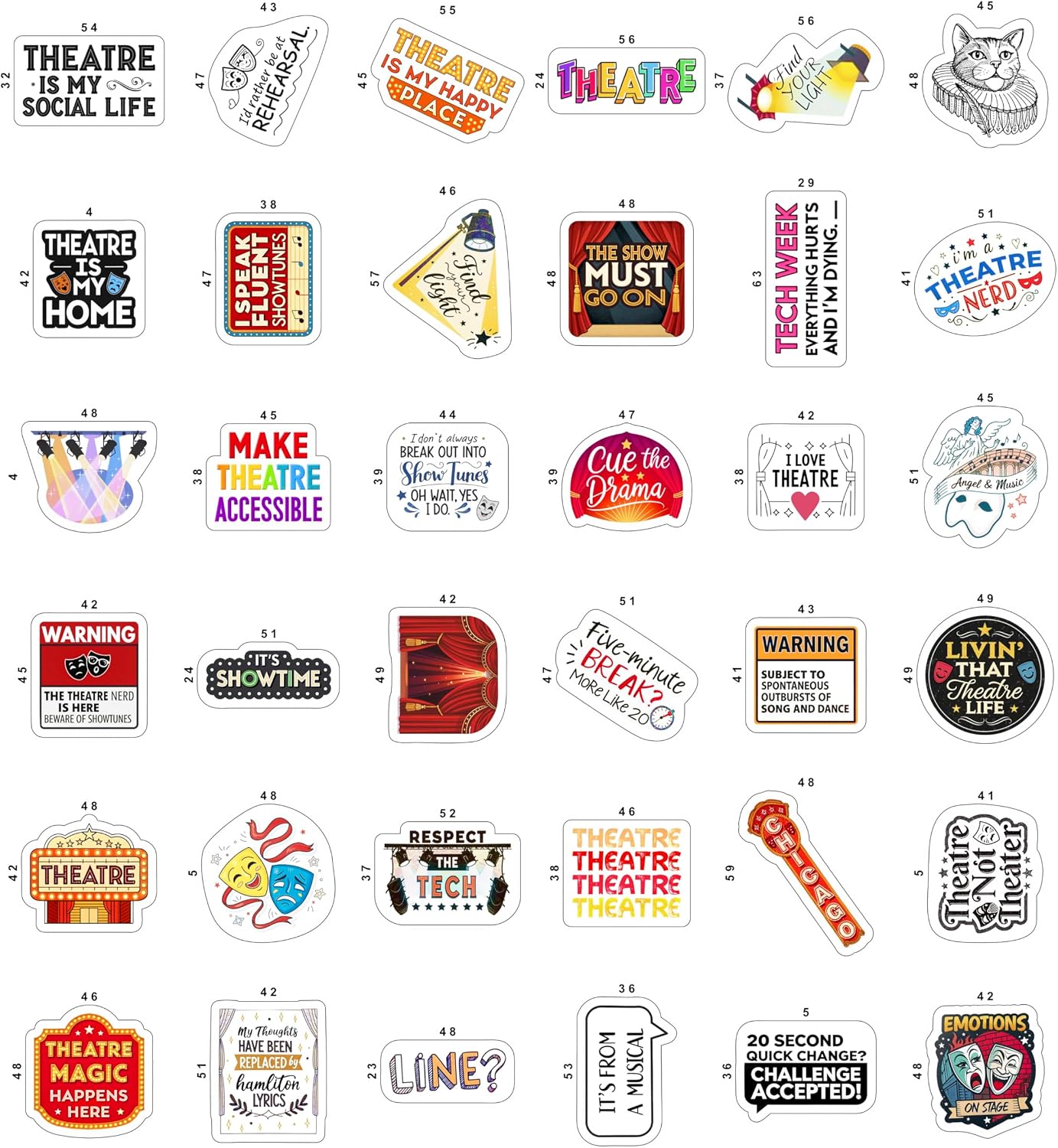 100Pcs Theatre Stickers for Laptop, Drama Stickers and Decals - Theatre Gifts - Drama Party Supplies - Gift for Women & Men image 3