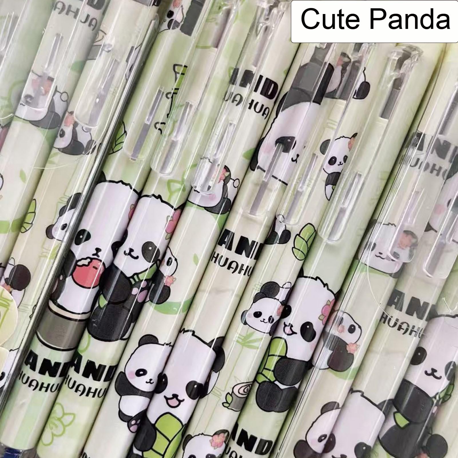 6 szt. urocza panda, wymazywalne, kreskówka, chowany długopis, 0,5 mm, czarny atrament, gładkie pisanie, wymazywalny długopis żelowy, dla kobiet, mężczyzn, chłopców, dziewcząt, artykuły