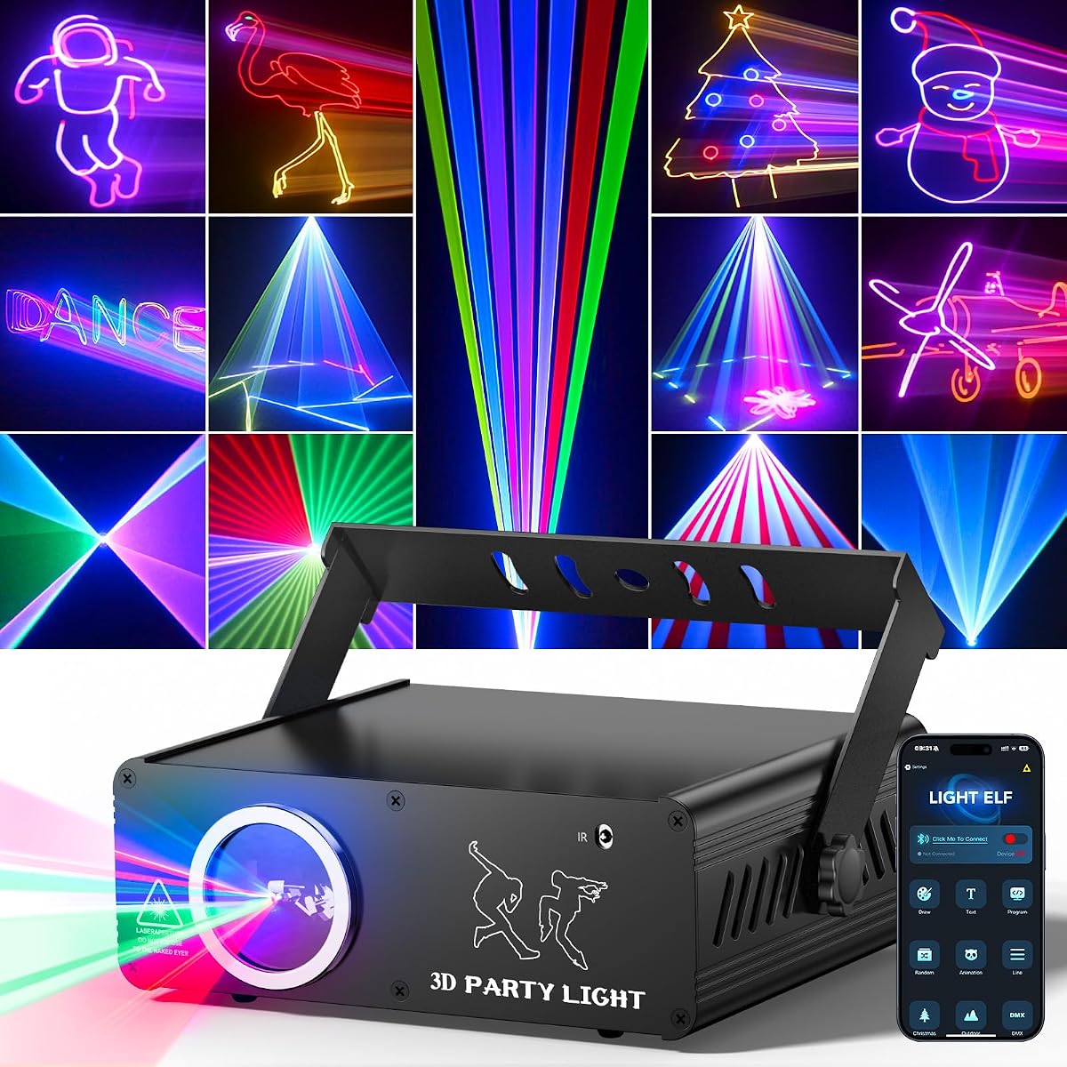 APP DJ Laser Lights Professional - 200+ 3D RGB Animation Laser Light Show, Hand Drawing, Custom Patterns, Sound Actived & DMX Sync for Party, Stage, Club | Hand drawing, DIY colors, Custom Programs, 6 Control Modes with DMX512, Sound Sync and Remote for Party, DJ Club
