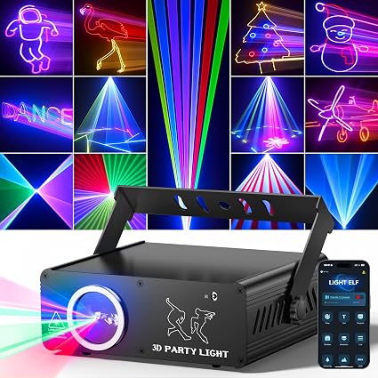 App DJ Laser Light, 200+ 3D Animations, Custom Text & Patterns | Hand drawing, DIY colors, Custom Programs, 6 Control Modes with DMX512, Sound Sync and Remote for Party, DJ Club