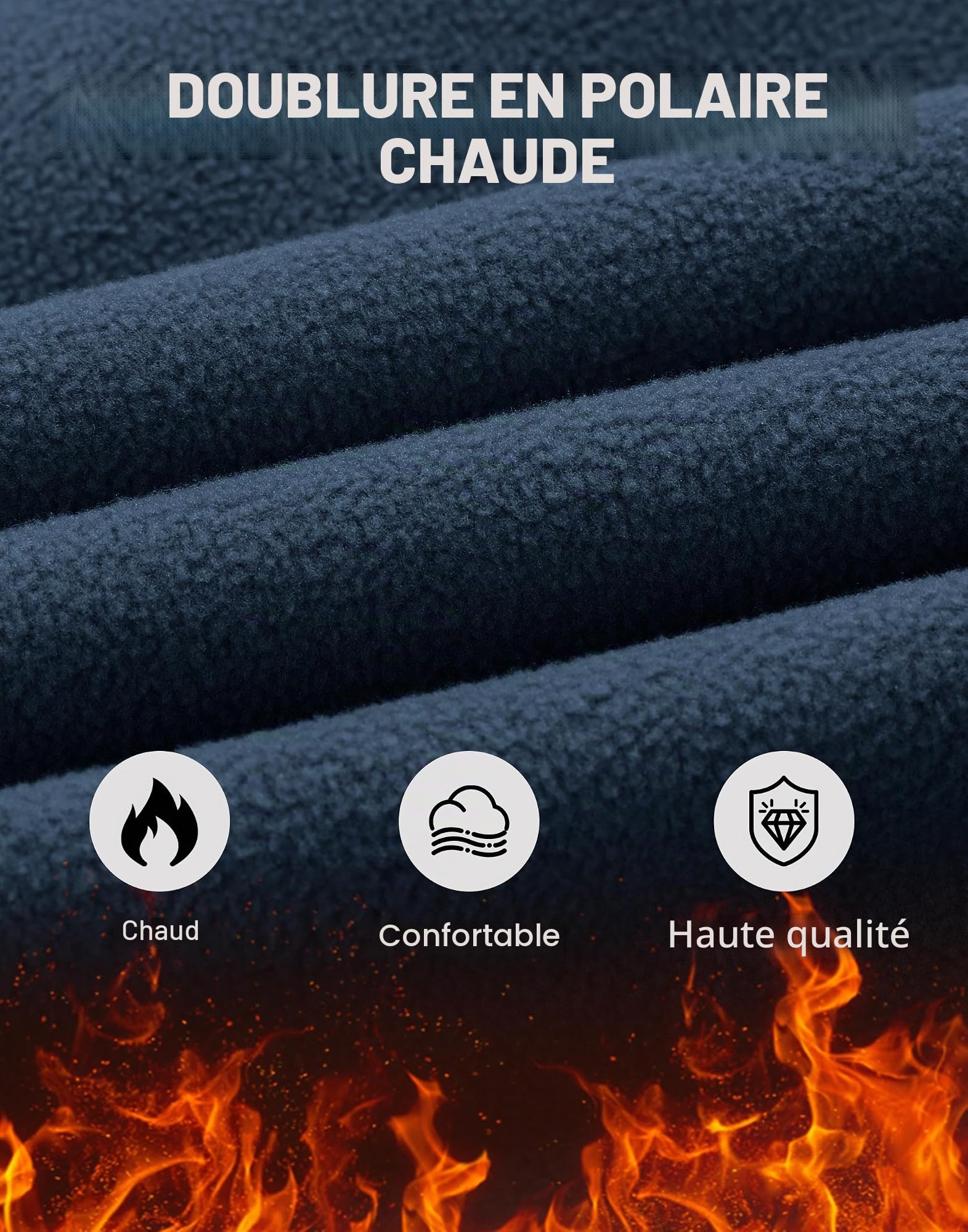 Pioneer Camp Pantalon de randonnée pour homme - Doublure en polaire - Imperméable - Avec 3 poches à fermeture éclair