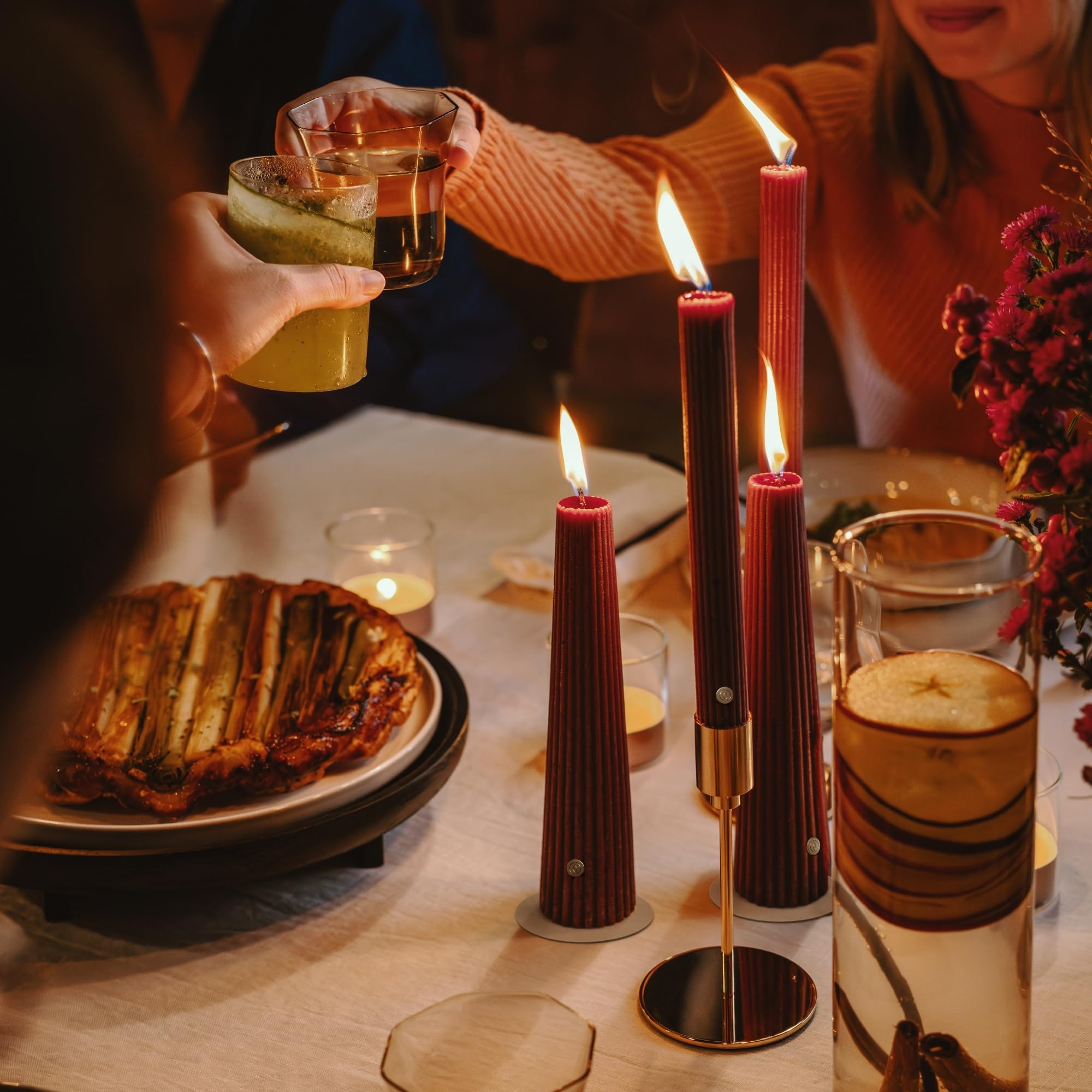 Candele Da Tavola Spaas In Stile Rustico, 8 Ore Di Combustione, Colore Rosso – Confezione Da 1, Inodori