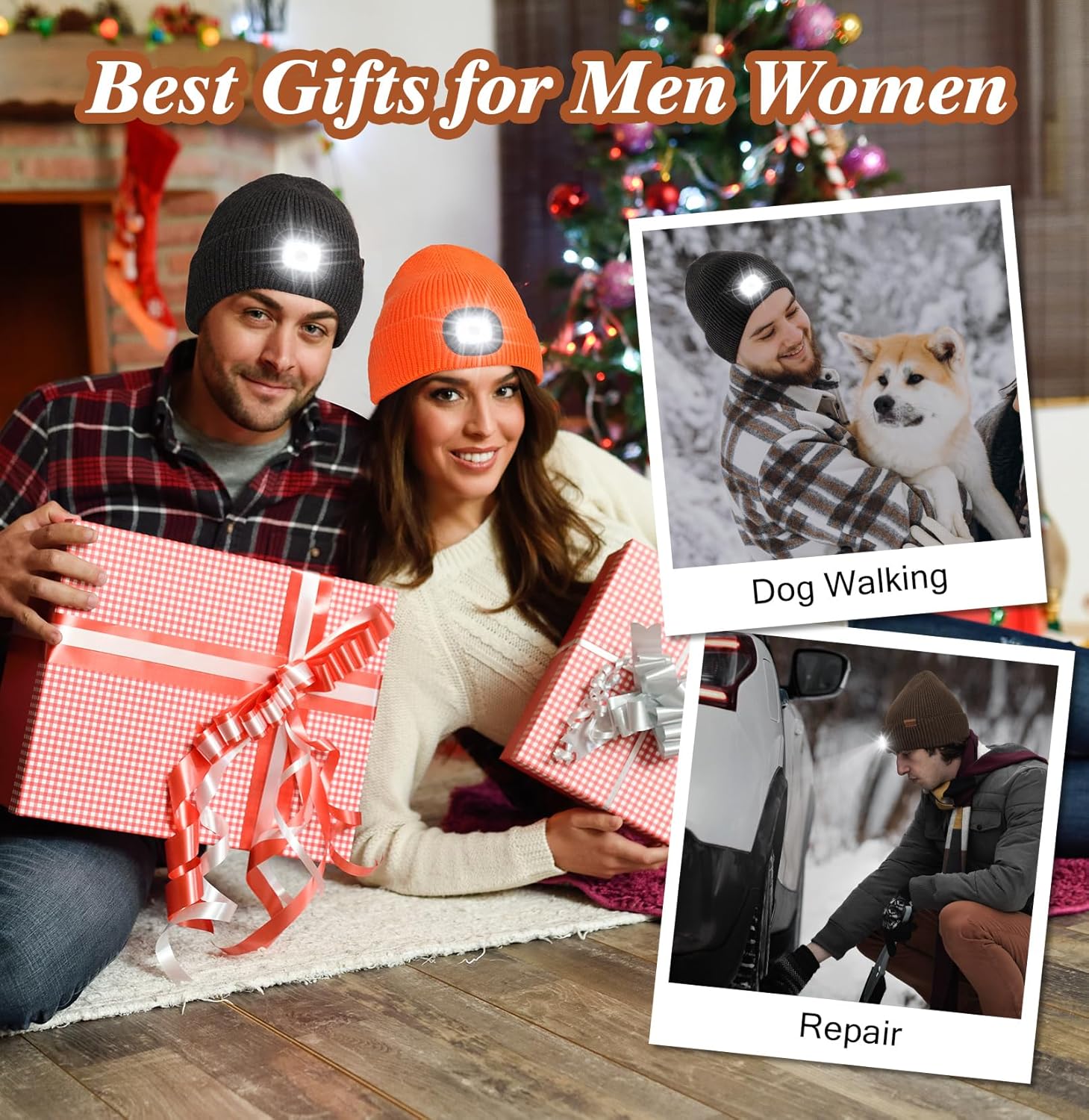 YunTuo Fleece Lined Hat with Light, USB Rechargeable LED Beanie Winter Warm Knit Stocking Cap, Gifts for Men Women - Image 6