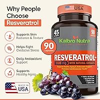 Vista 2 de Kaibro Nutra Suplemento de Resveratrol, 1500mg de Trans Resveratrol Extra Fuerte, Quercetina con Extractos de Hierba de Nudos Japonesa