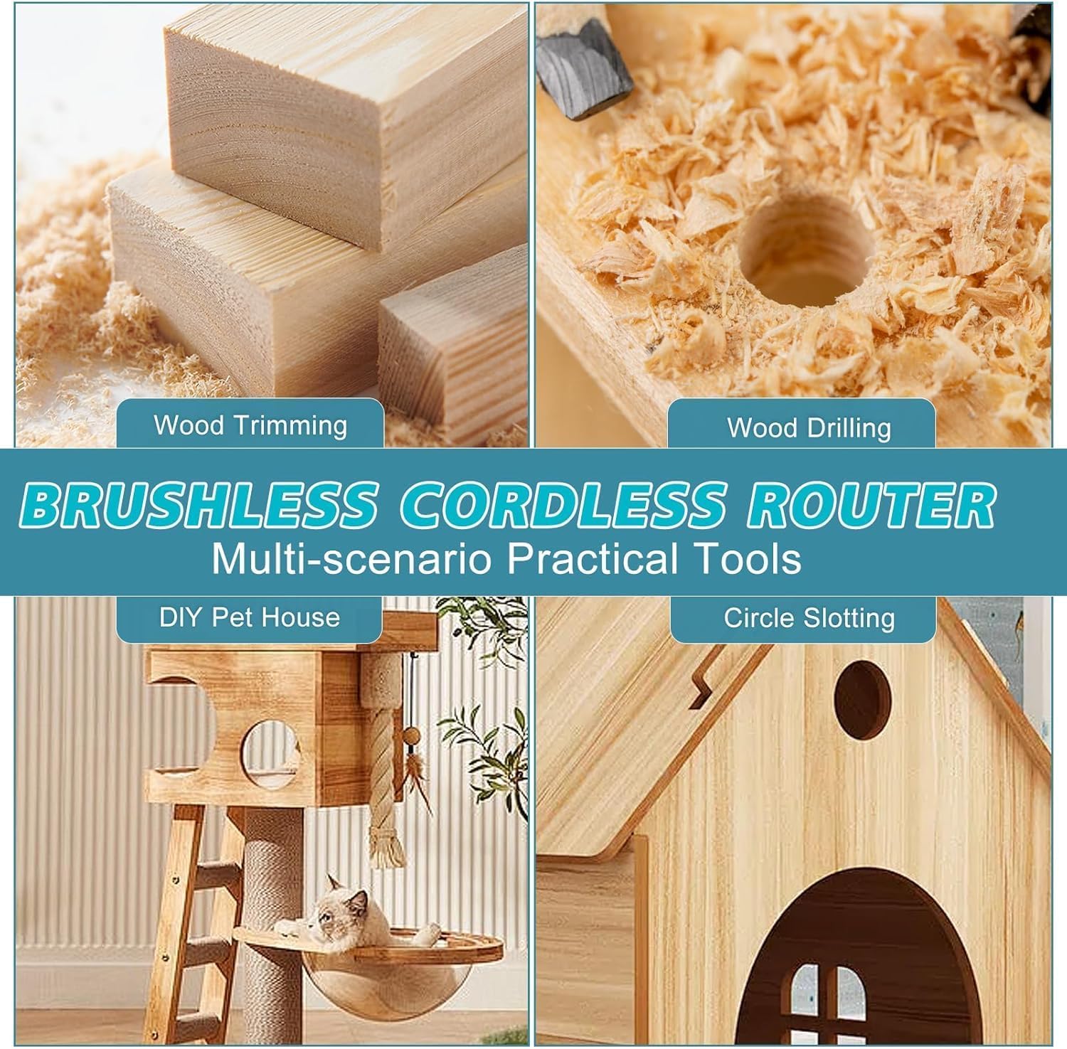 Défonceuse sans fil compatible avec batterie Makita 18 V, 5 vitesses, 800 W, 30 000 tr/min, défonceuse à une main, travail du bois (sans batterie)