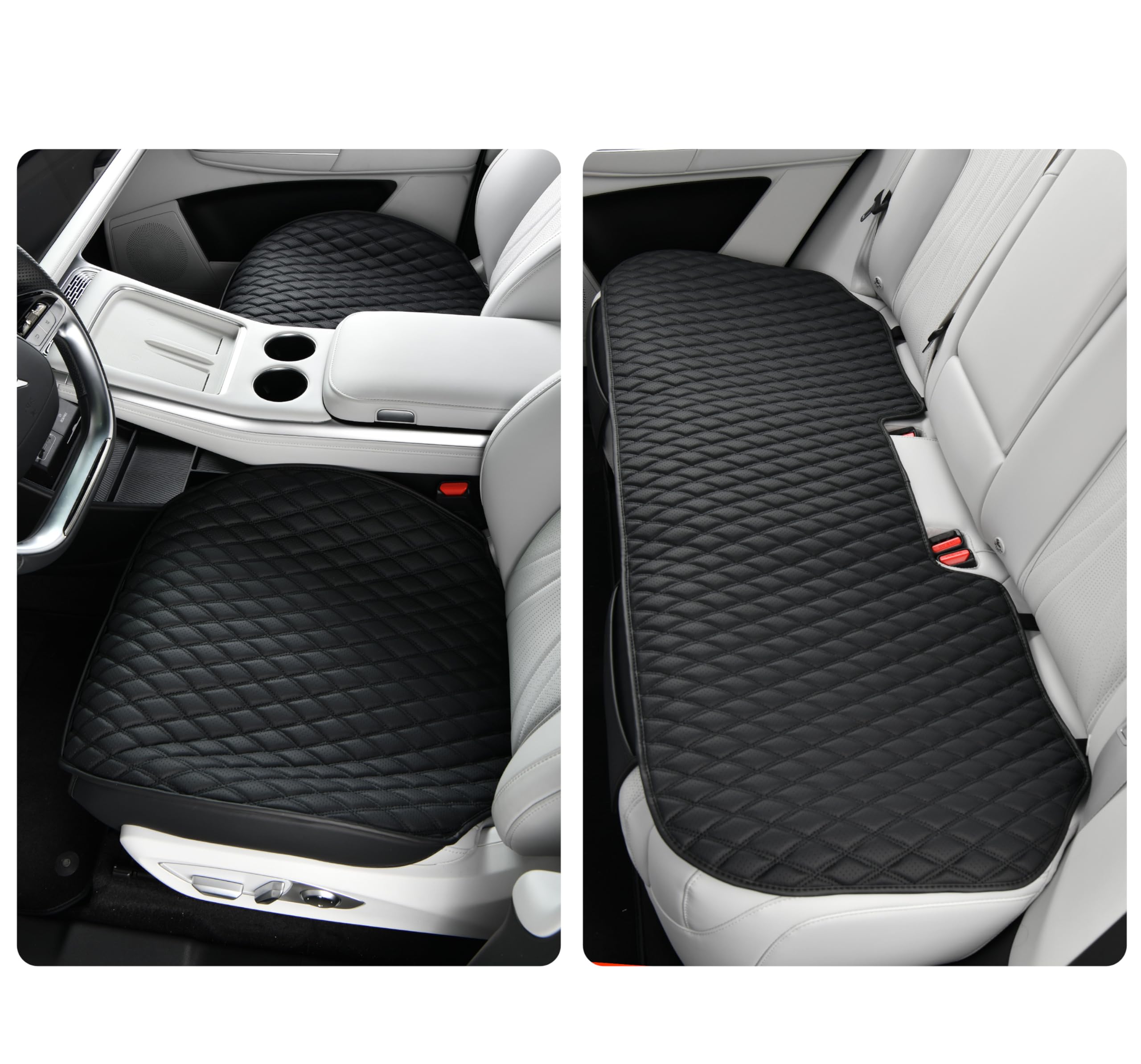 Cubierta de asiento de coche, cojín negro de base de cuero, cubierta universal para vehículos SUV, protector de asiento de coche impermeable y antideslizante (juego completo)