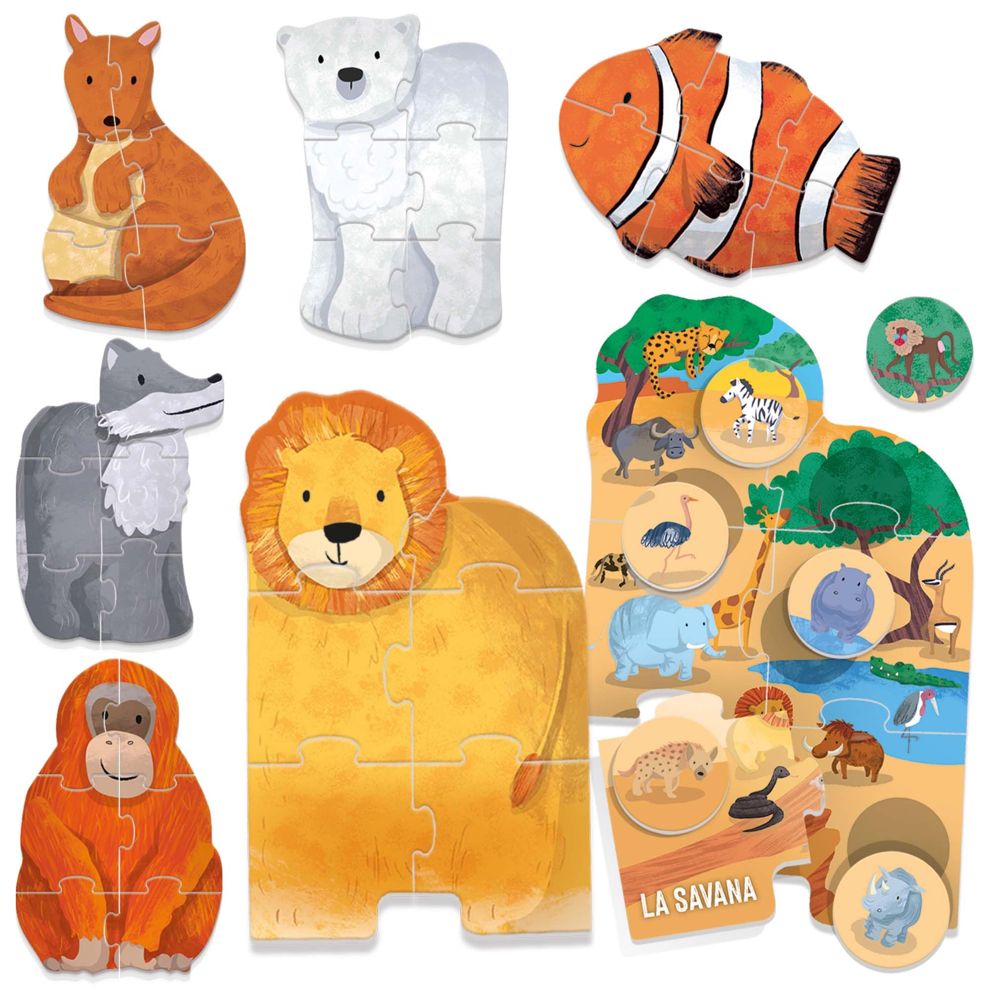Headu Puzzle + Stickers The Farm Un Puzzle Lungo Da Completare Con Gli Stickers Mu24926 Gioco Educativo Per Bambini 3-6 Anni Made In Italy