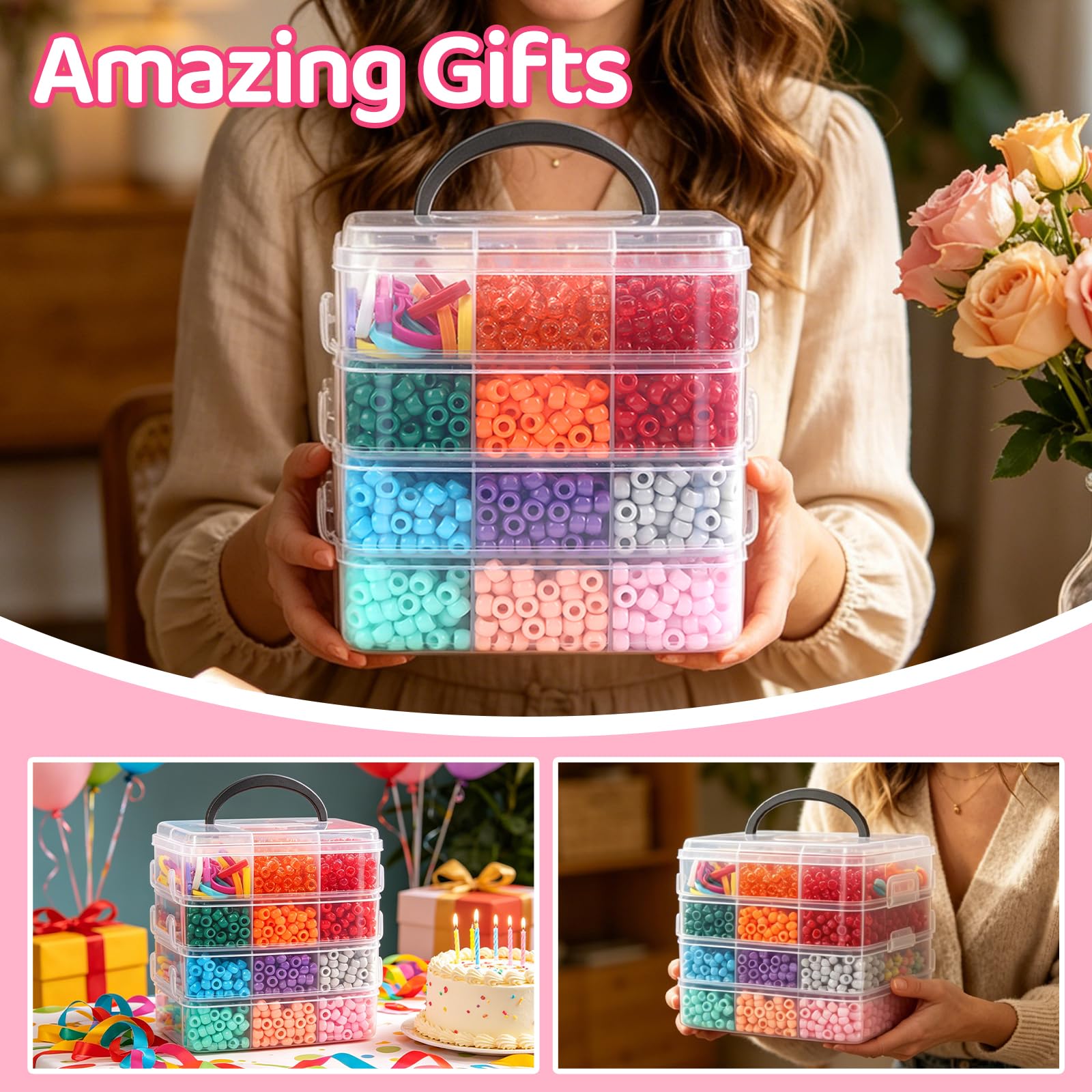 AIZANYU Pony Beads Kit - 3800 Beads, DIY Crafts -6 AIZANYU Pony Beads Kit - 3800 Beads, DIY Crafts -6