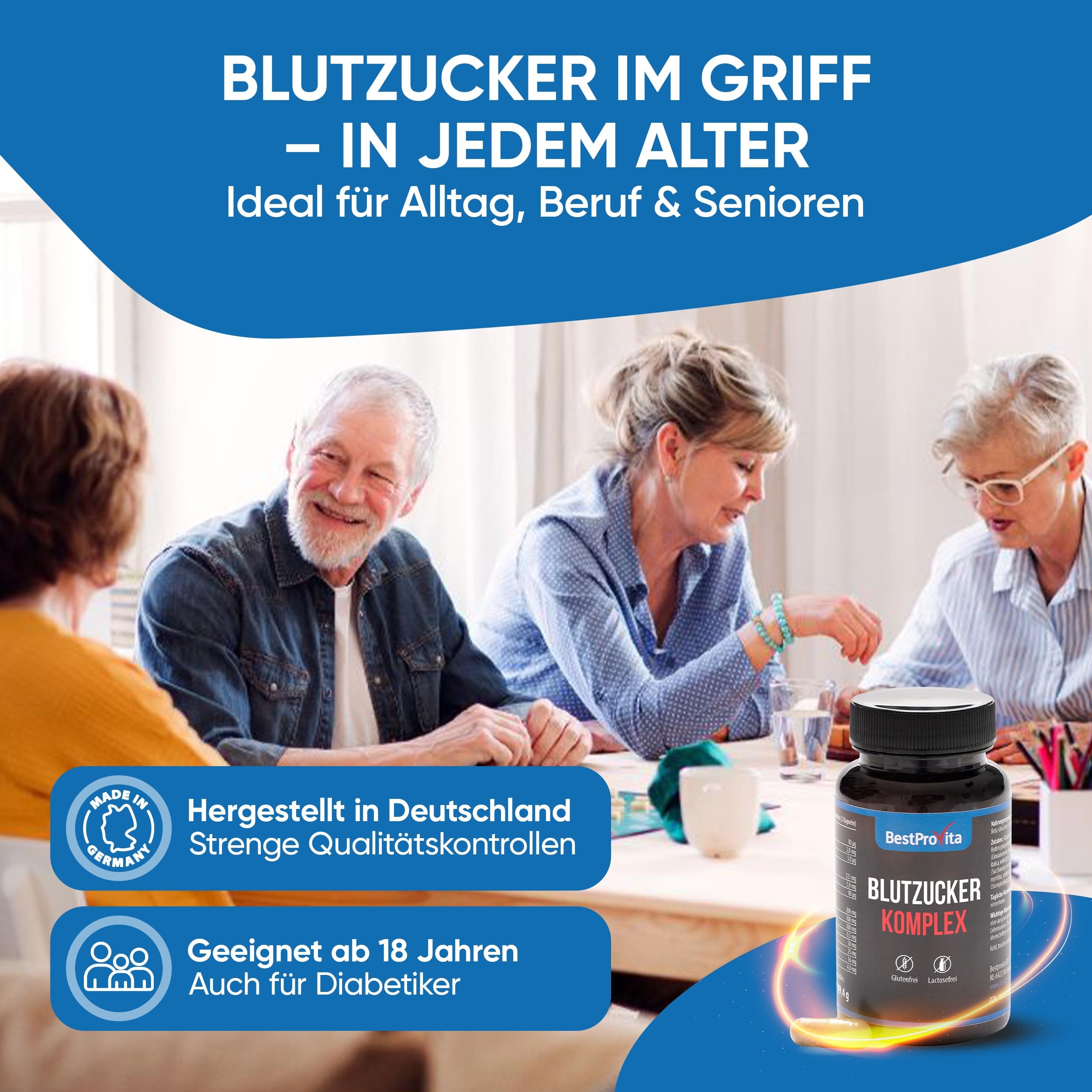 Wellpursan Blutzucker Komplex (60 Kapseln) - zur Unterstützung des Zuckerspiegels - Nahrungsergänzungsmittel für stabilen Blutzucker - Glukosespitzen vermeiden mit L-Carnitin, Vitamin D & Zink