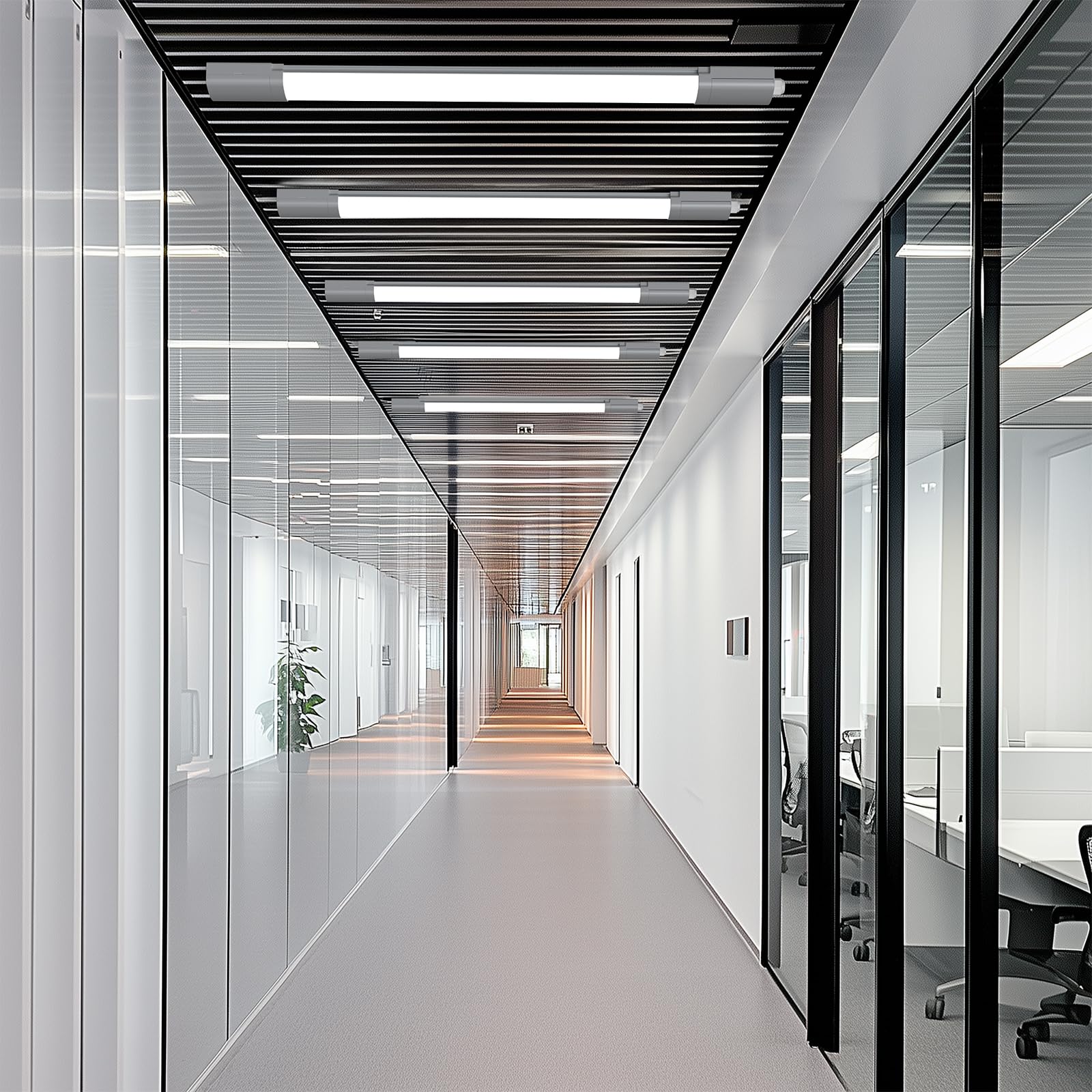 ANTENLICHT 3 Stücke LED Feuchtraumleuchte 150CM mit 45W 4950Lumen Kaltlweiß 5000k, Einfache Montage und REIHENSCHALTUNG, Deckenleuchte Flach IP65 Werkstattlampe für Büro Keller Garage, Grau