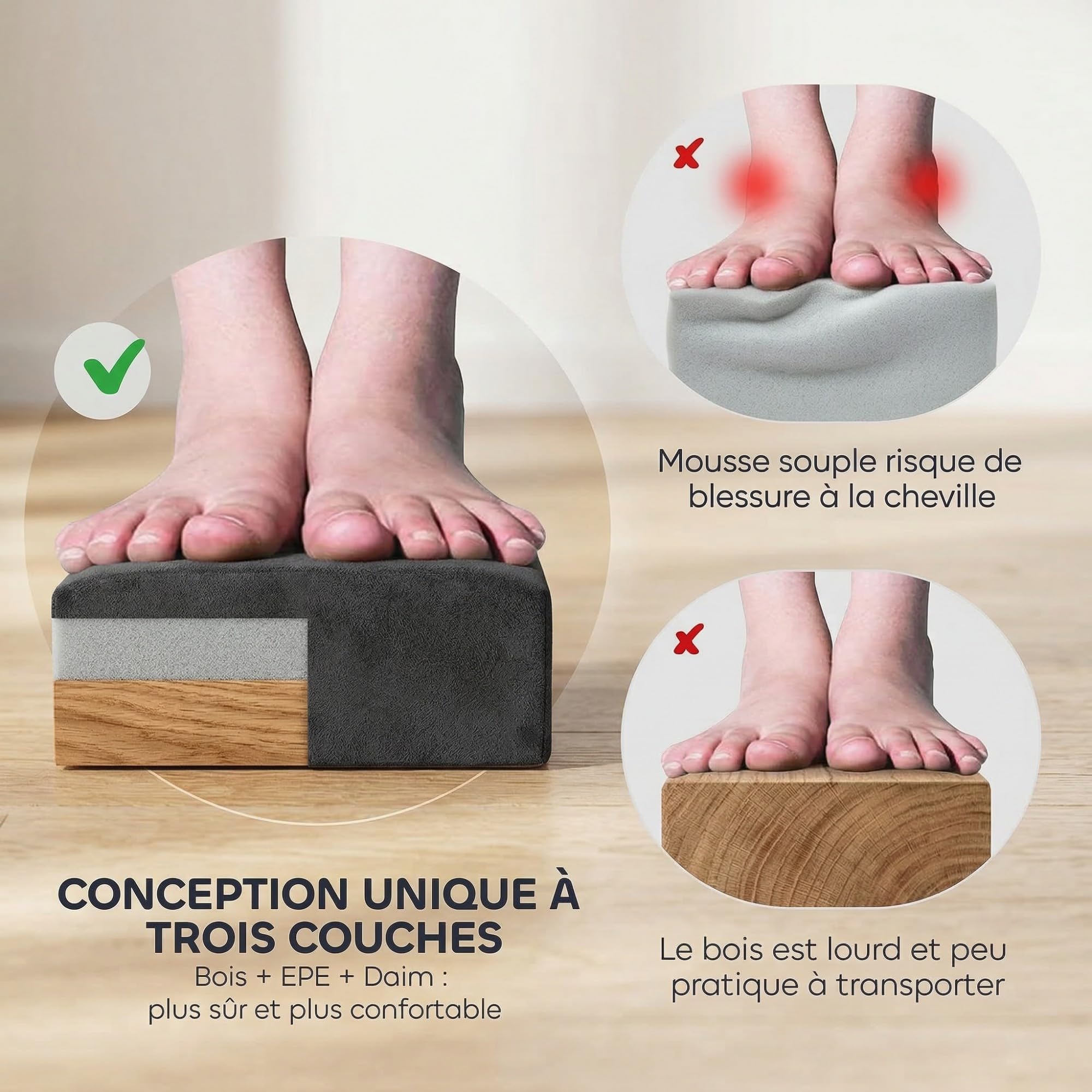 HOMCOM Poutre de Gymnastique Pliable antidérapante 210 cm, Poutre Gymnastique pour entraînement à l'équilibre, Marron