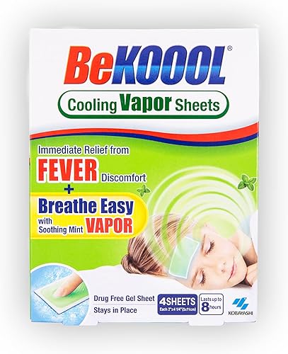 BeKoool Kids Fever - Hojas de vapor de menta refrescantes no medicadas  4 unidades