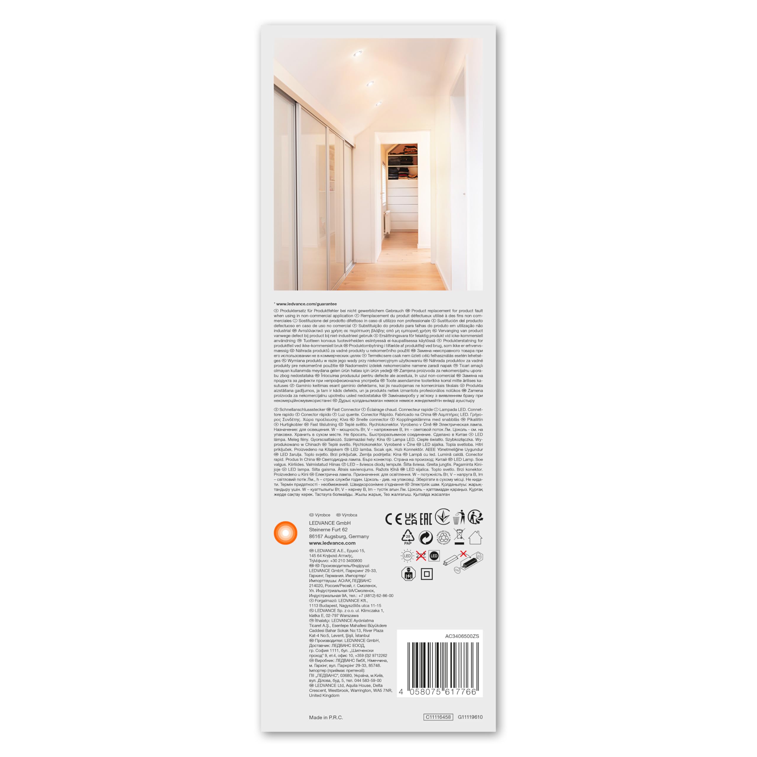 LEDVANCE Foco empotrable LED, luminaria para interiores, blanco cálido, regulable sin escalonamiento mediante interruptor de pared, gris, juego de puntos ADJ Simpe DIM