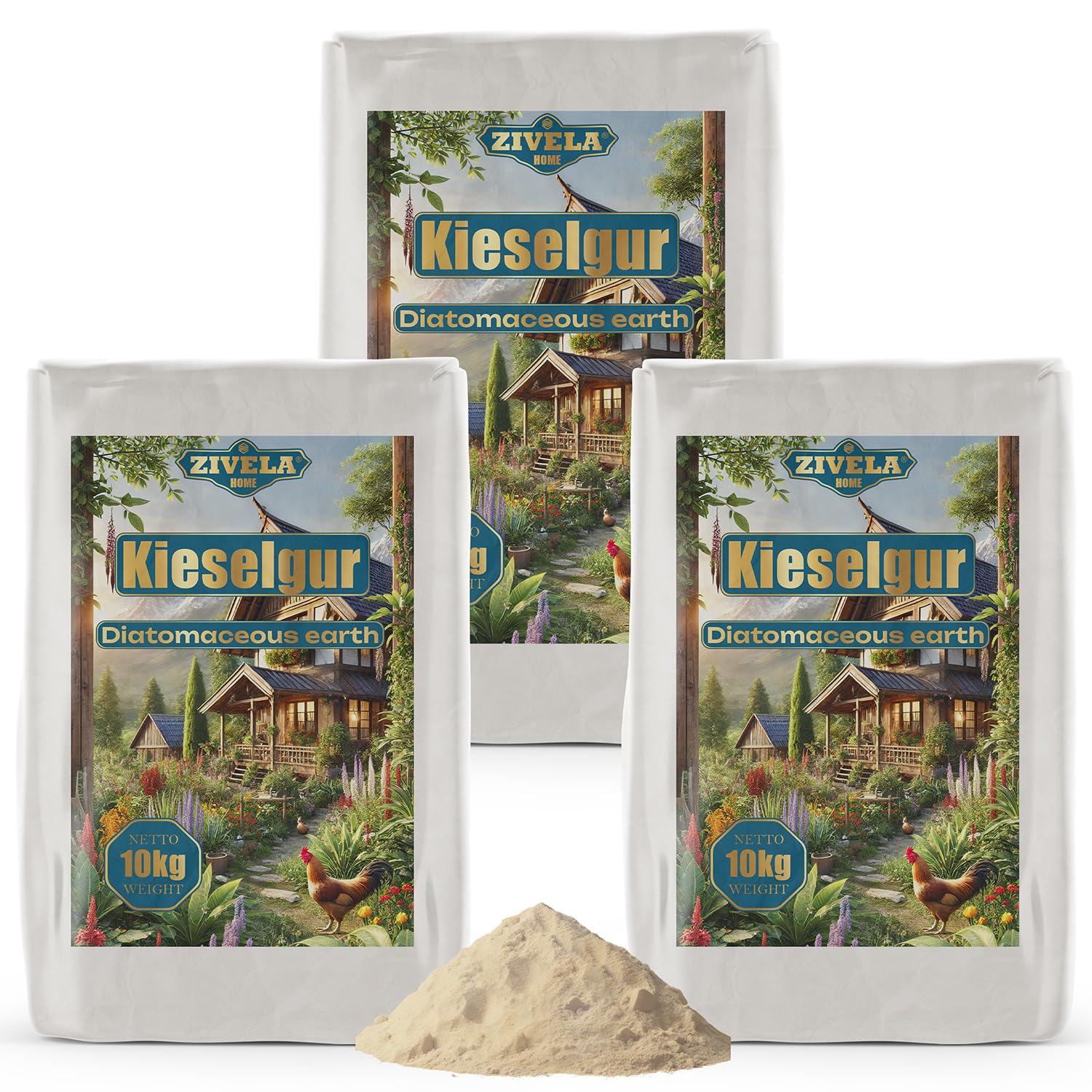 Ziemia okrzemkowa dla kur 30 kg – 100% naturalna ziemia okrzemkowa, drobna ziemia okrzemkowa, do ogrodnictwa, zastosowań technicznych i hodowli zwierząt, bezpieczna i skuteczna w walce ze szkodnikami