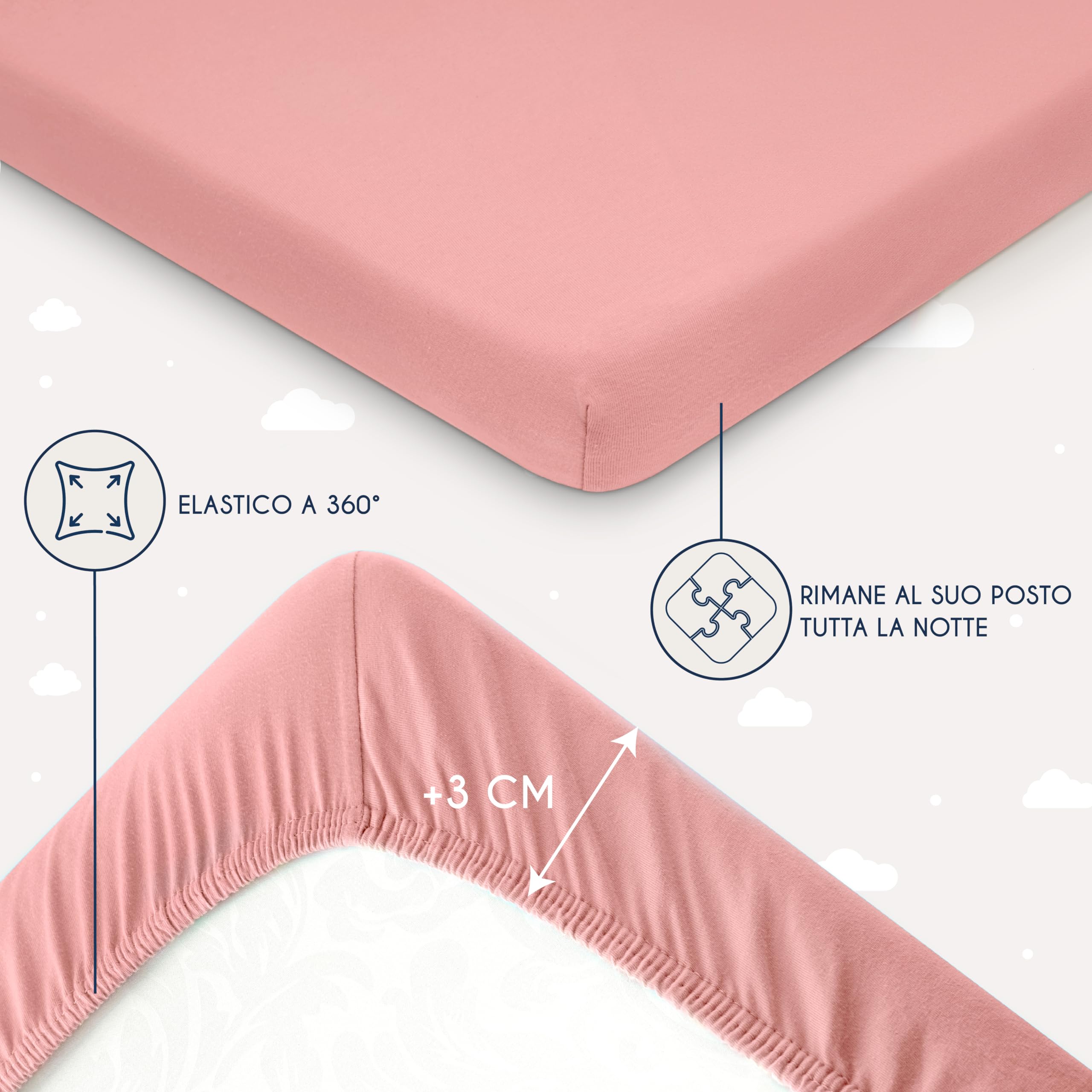 Lenzuola Con Angoli Per Lettino Bambino - Set 2 Pezzi Cotone Jersey Certificato Oeko Tex - Foto 8