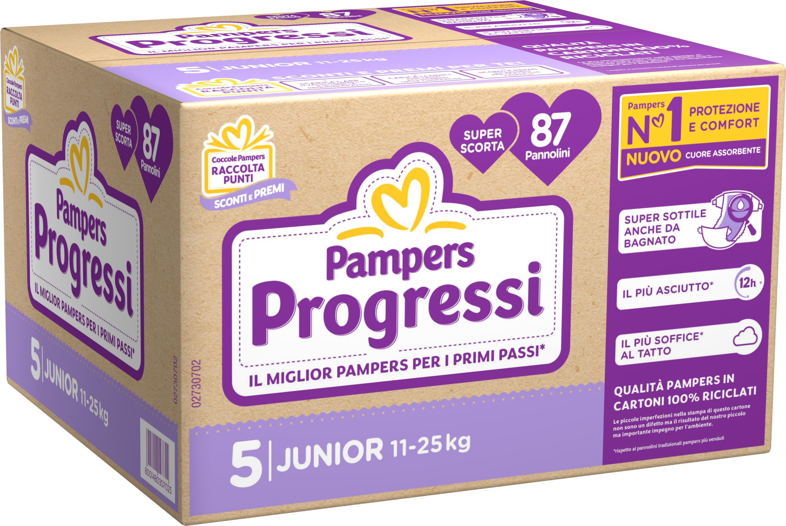 Pampers Penta Progressi Junior, Taglia 5, Pacco scorta da 87 Pannolini